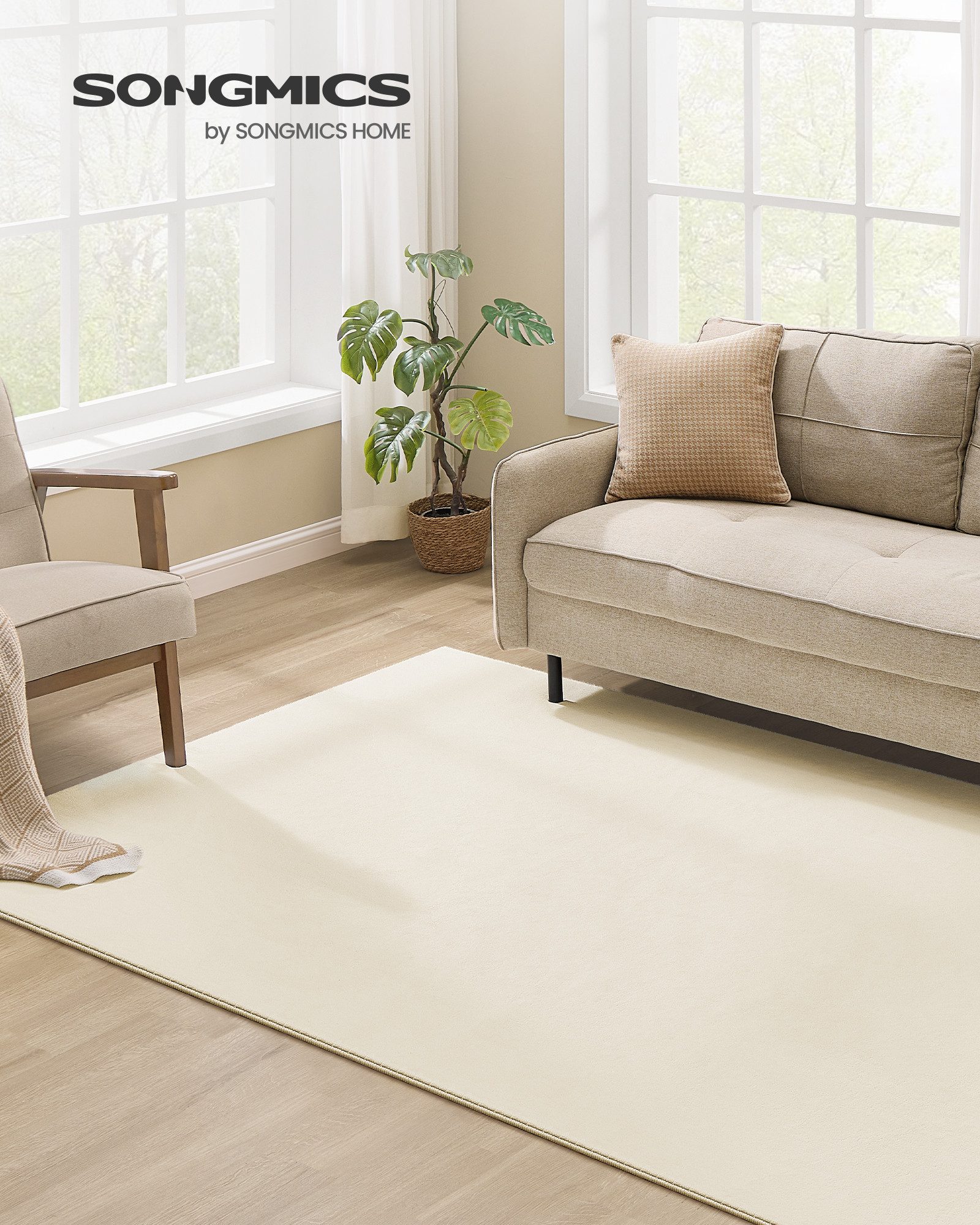 SONGMICS HOME Teppich, Rechteck, Wohnzimmerteppich, rutschfest, maschinenwa günstig online kaufen