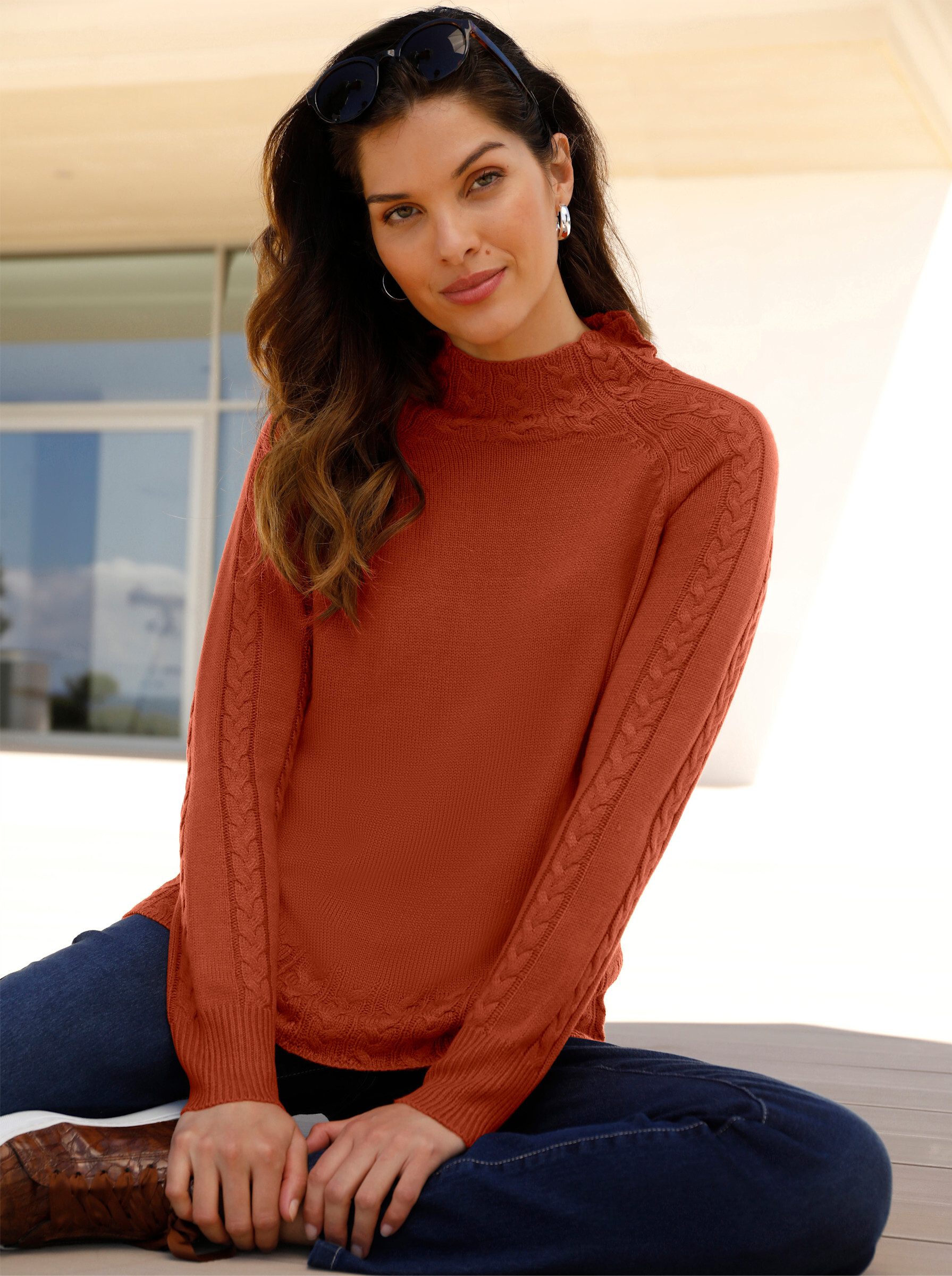 Sieh an! Strickpullover Stehkragen-Pullover Langarm Jersey