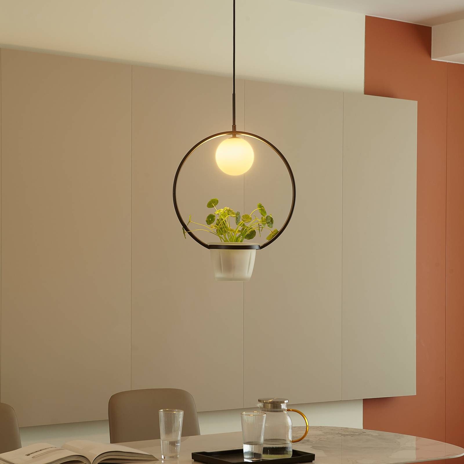 Lindby Hängeleuchte Orna, Metall, Schwarz IP20, 1 x 8 W LED