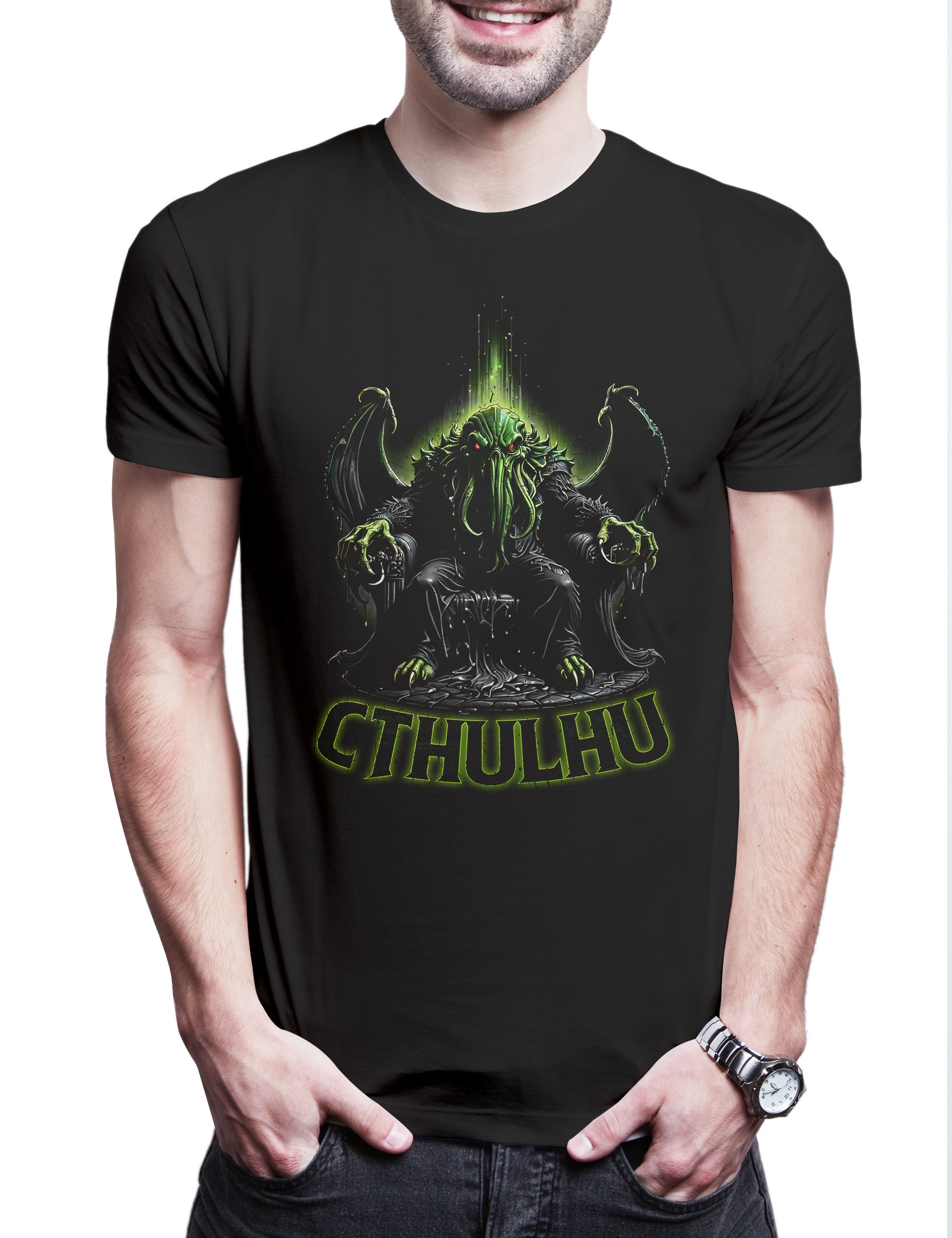 Print-Shirt Throne of Cthulhu Herren T-Shirt Call Horror Arkham H. P. Lovecraft