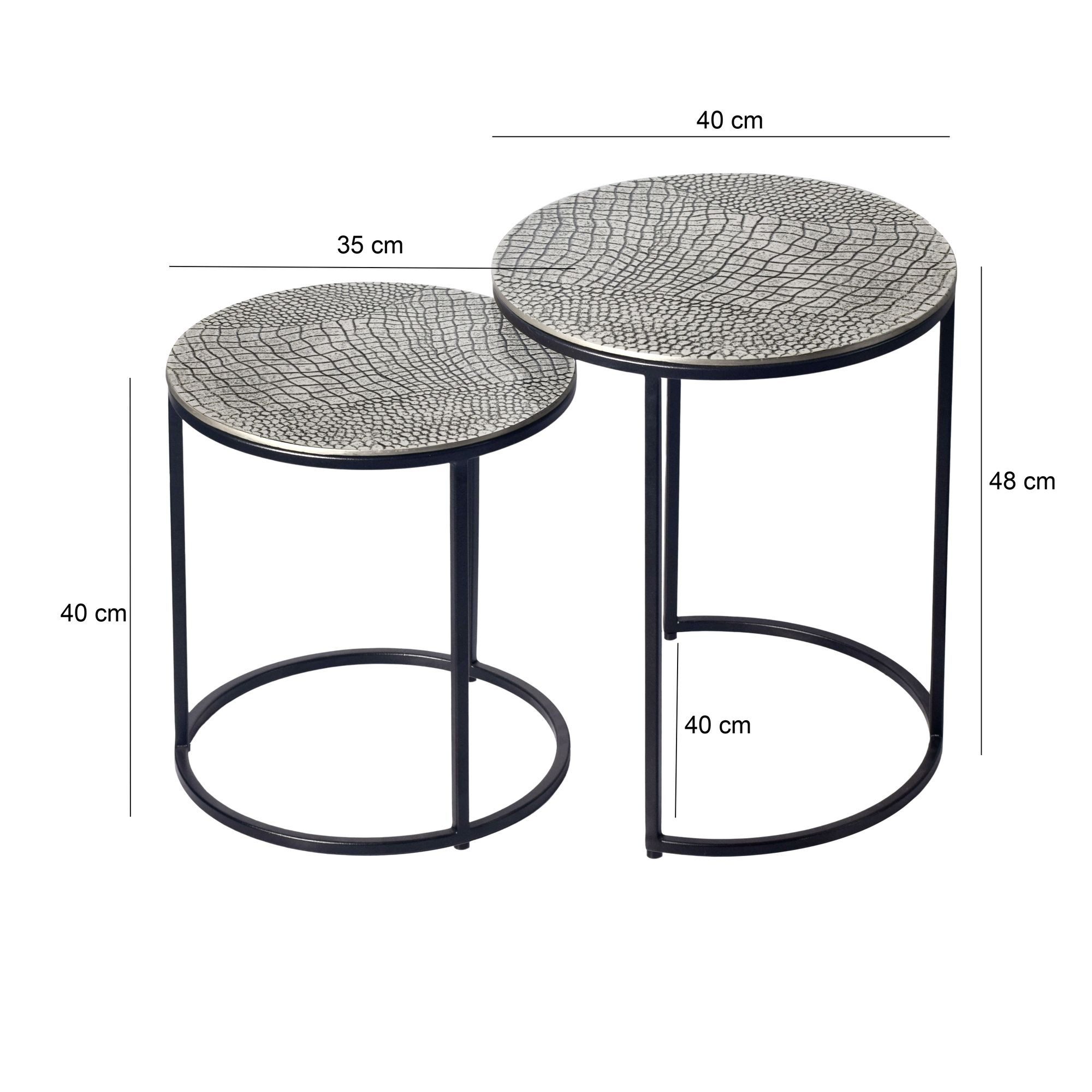 FINEBUY Beistelltisch FB73720 Metall Beistelltisch Alu Wohnzimmertisch Couchtisch Aluminium (Dekorative Ablage mit strukturierter Oberfläche), Kompakte Tische für moderne Wohnräume