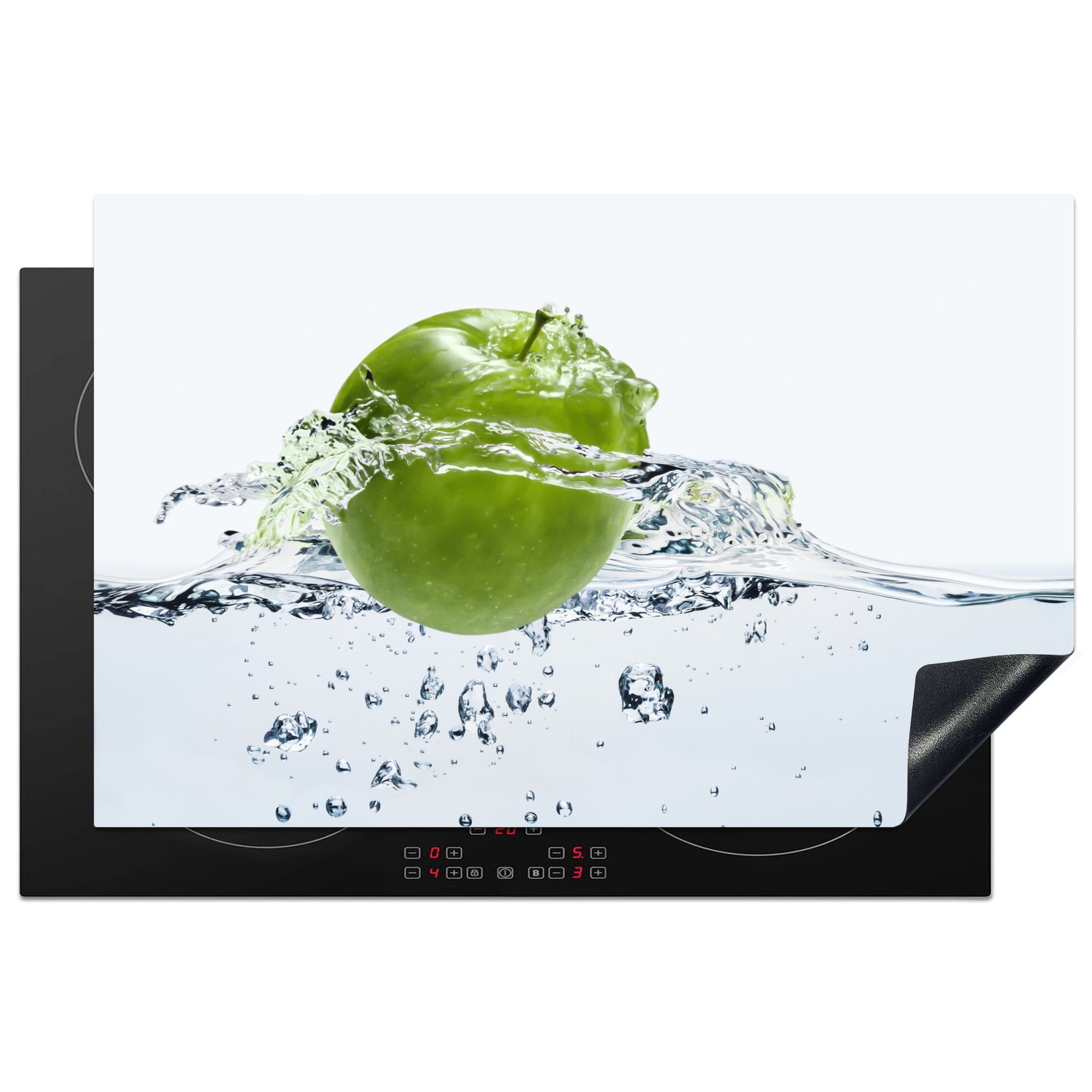MuchoWow Herdblende-/Abdeckplatte Apfel - Wasser 81x52 (1 küche, die cm, Ceranfeldabdeckung tlg), Schutz für Induktionskochfeld - Klar, Vinyl