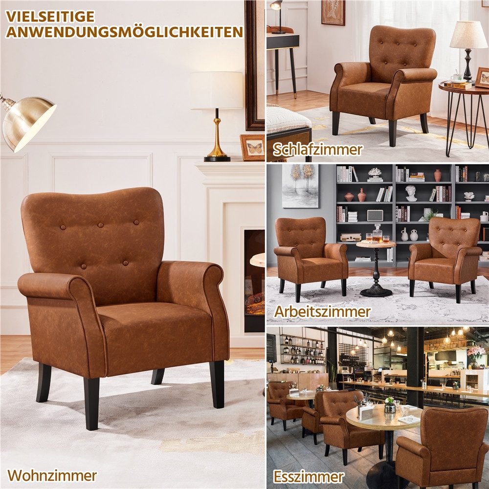 Yaheetech Ohrensessel, Relaxsessel Loungesessel Cocktailsessel mit Holzbein günstig online kaufen