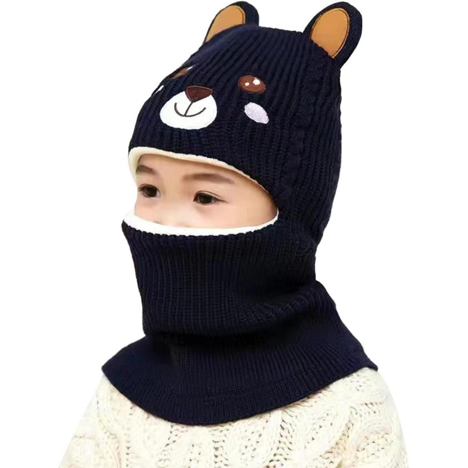 LuxusKollektion Ohrenmütze Wintermütze mit Schal Bär 2-6 Jahre (1-St)