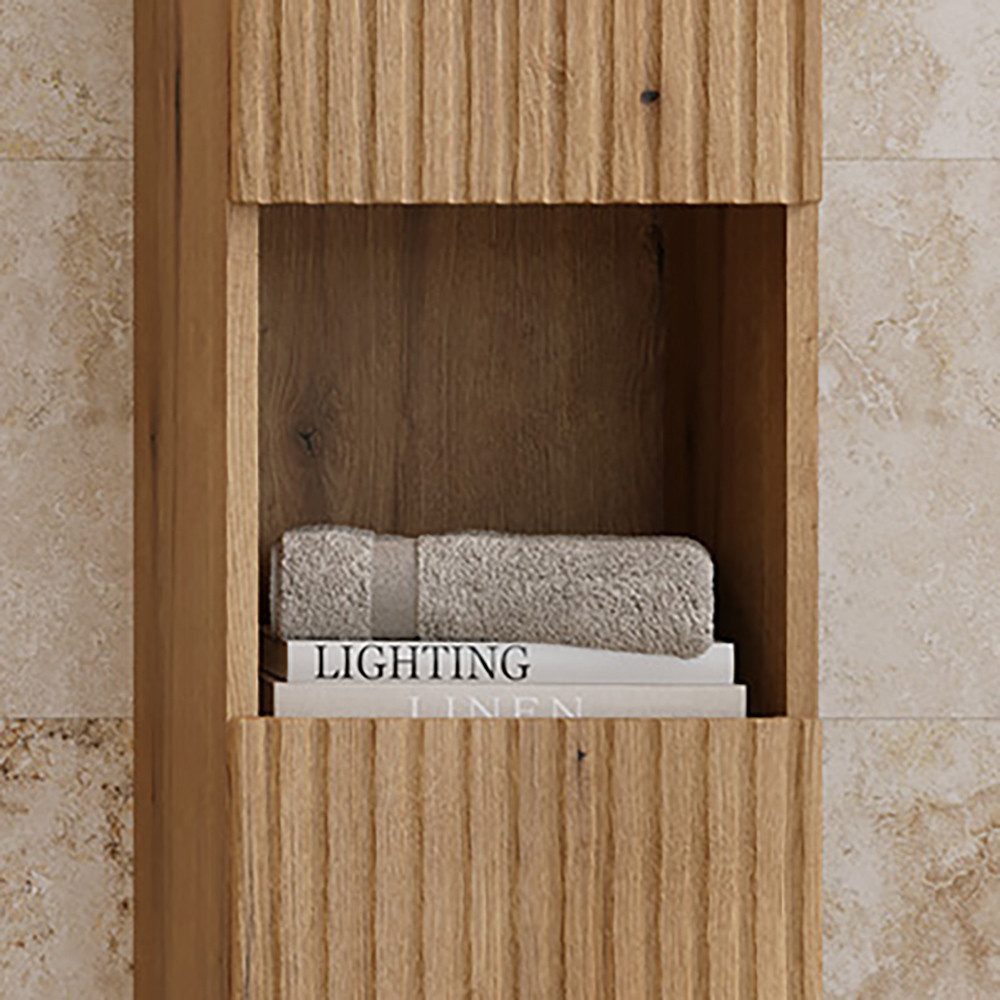 Lomadox Hochschrank NEWPORT-56-EVOKE 30 cm breit mit 2 Türen, Eiche mit gerillter Front – Bild 2 von 5