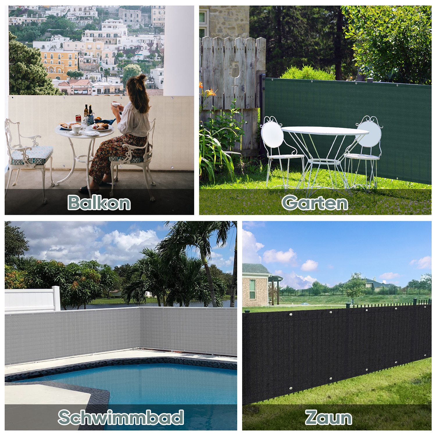 Sekey Balkonsichtschutz Balkonverkleidungen Sichtschutz Balkonbespannung Windschutz, aus HDPE Sonnenschutz, Wetterfest, Blickdicht für Balkon und Terrasse