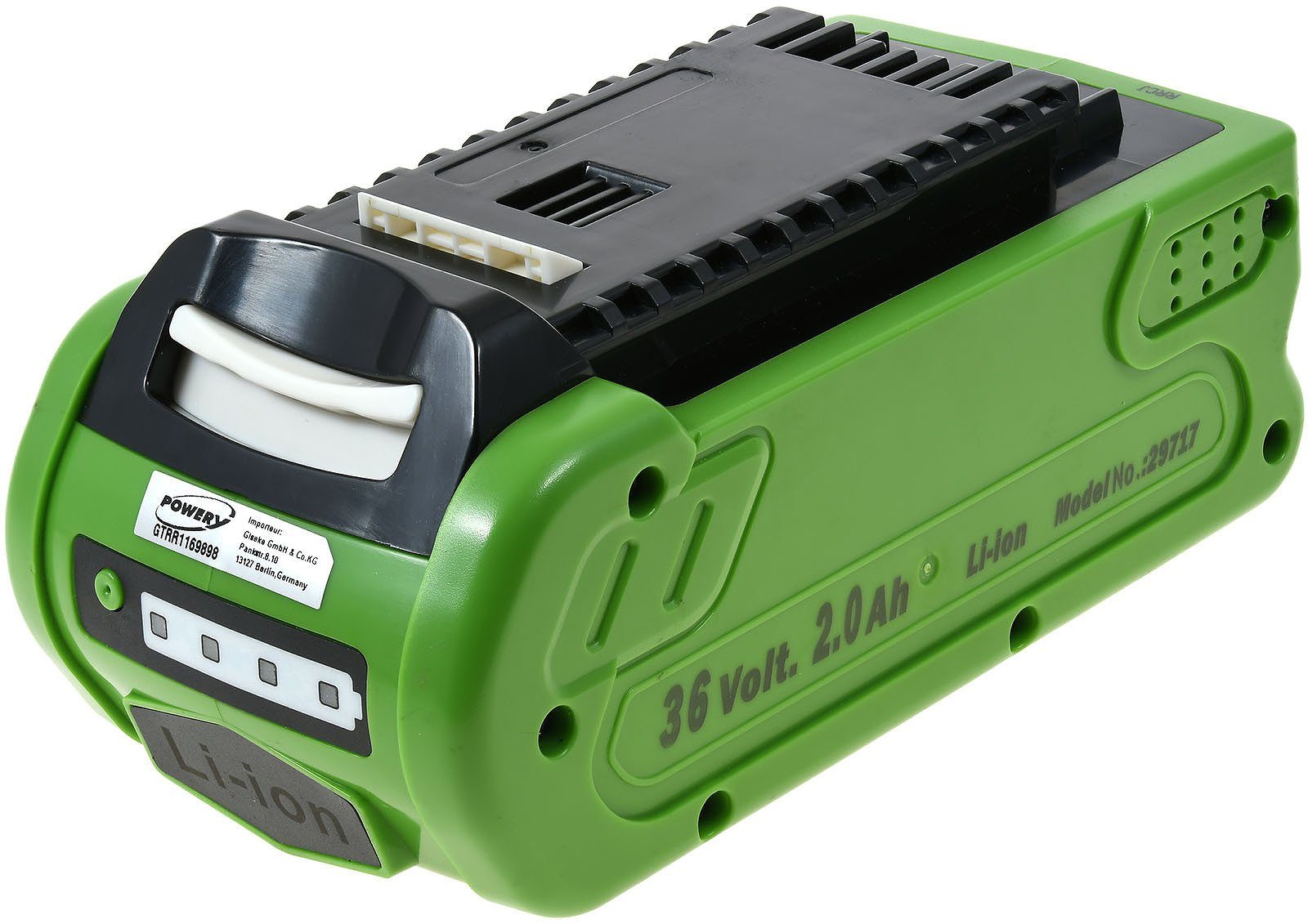 Powery Akku für Greenworks G40LM45 Akku 2200 mAh (36 V)