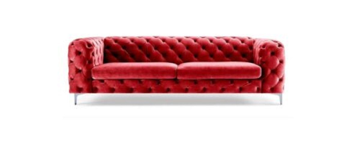 JVmoebel Chesterfield-Sofa Luxus Textil Chesterfield Dreisitzer Modernes Design Neu, Made in Europe Rot