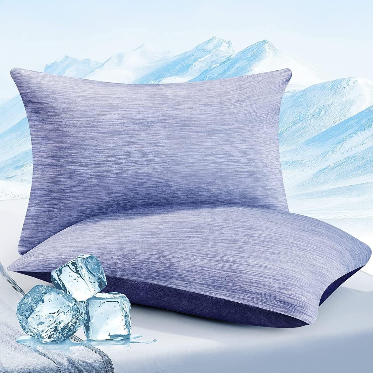 Elegear Kissenbezug 2 Stück kühlender Kopfkissenbezug für Sommer, Q-Max>0.5, (2 Stück), 40x80cm Kissenbezüge mit Reißverschluss, Sofakissen atmungsaktiv