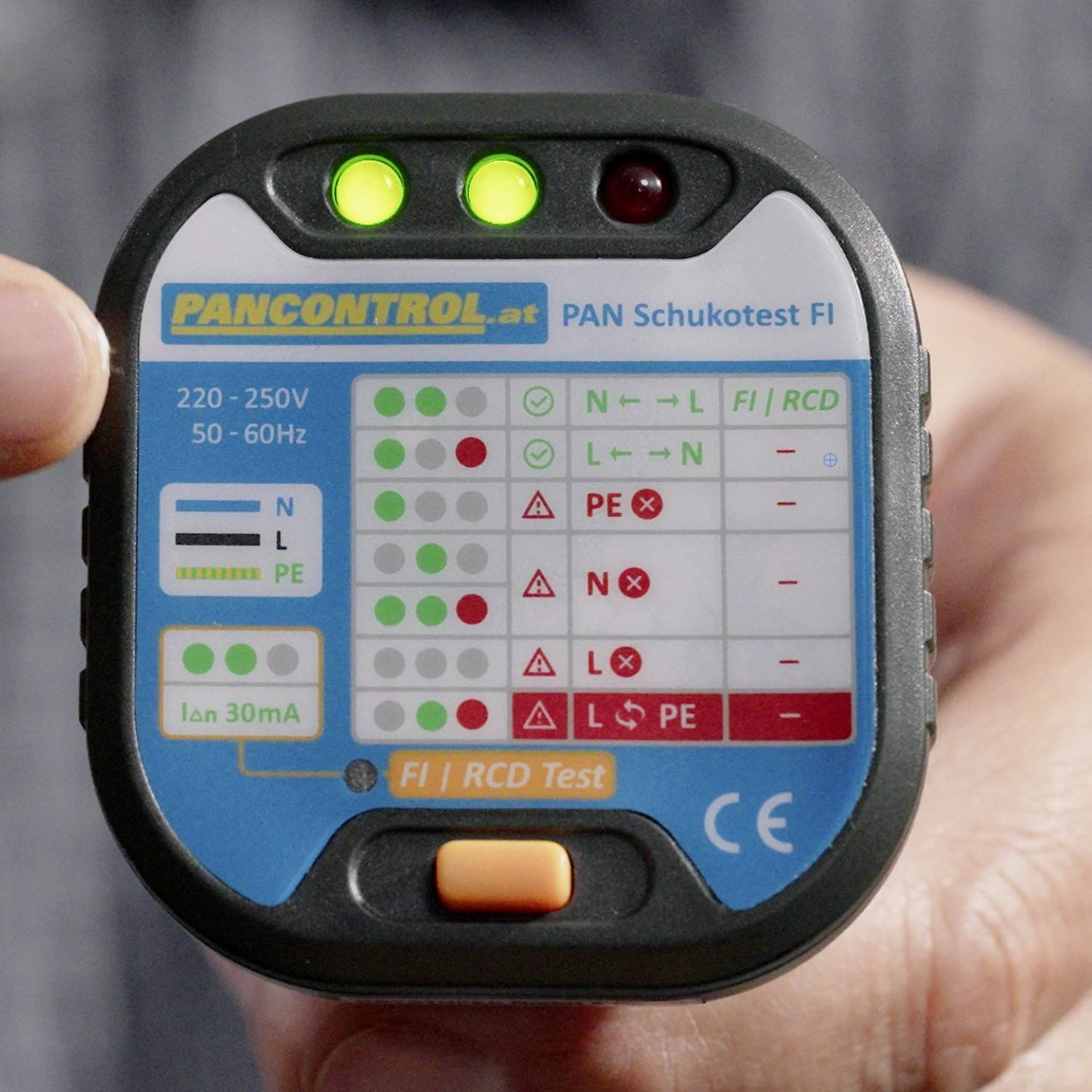 Pancontrol Spannungsprüfer PAN Schukotest FI Steckdosenprüfer CAT II 600V