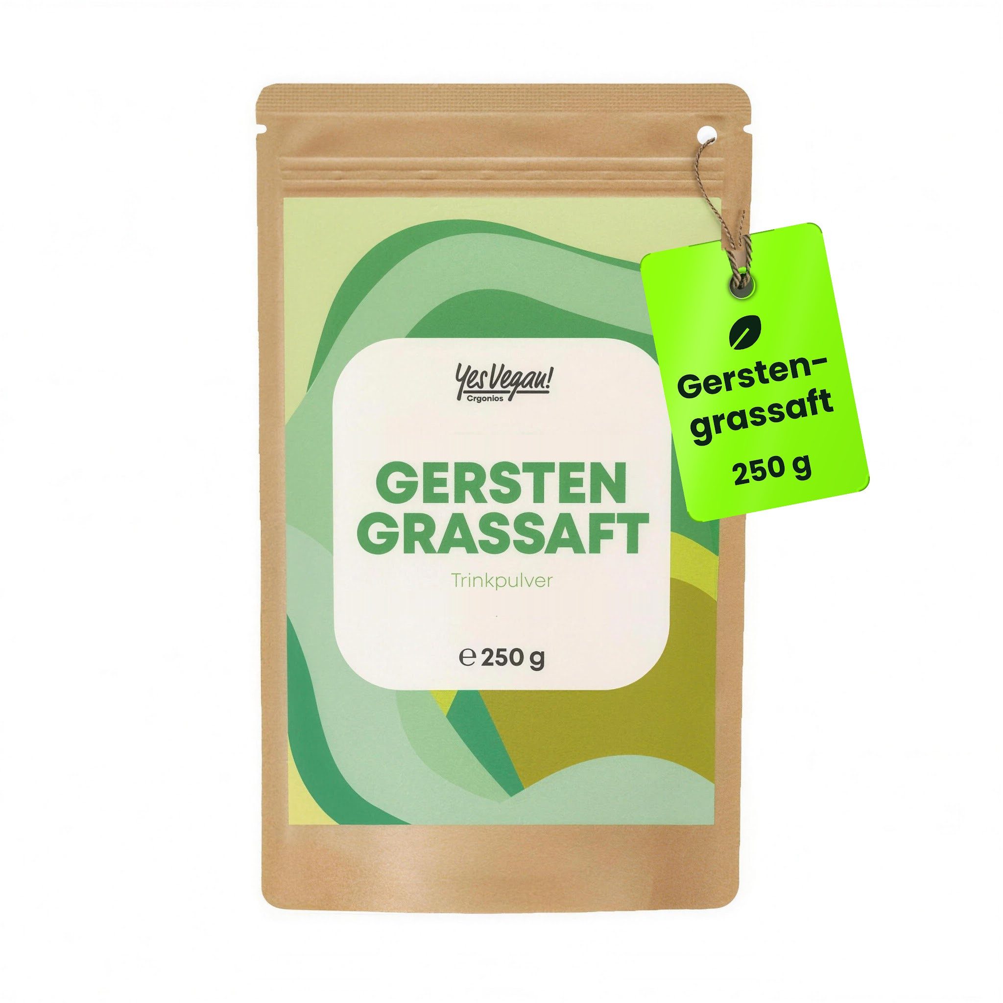 Yes Vegan Gerstengrassaft 100 % sortenrein, aus junger Gerste Pulver, 250 g, vegan, laktosefrei