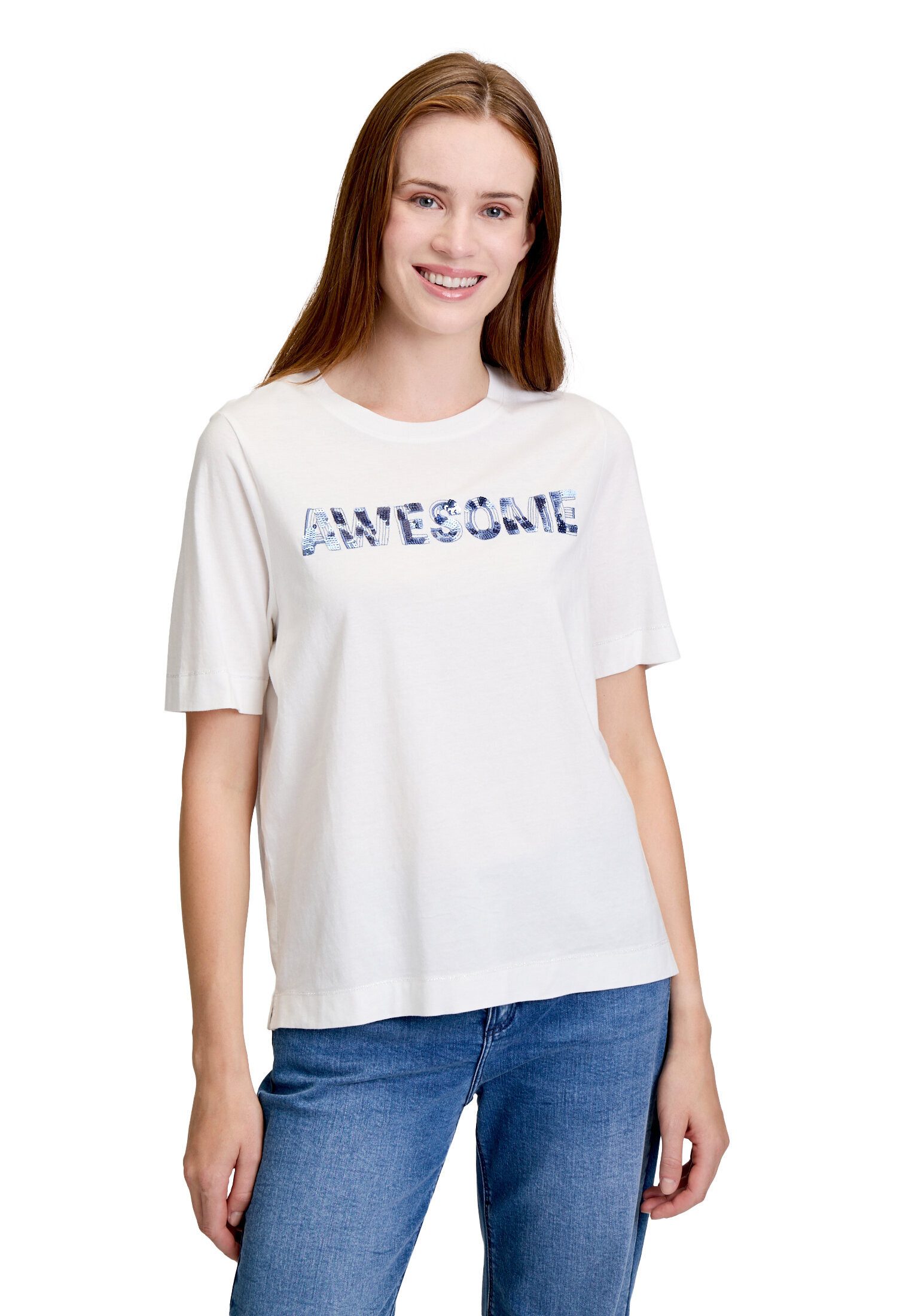 Cartoon Kurzarmshirt Damen kurzarm (1-tlg) Pailletten