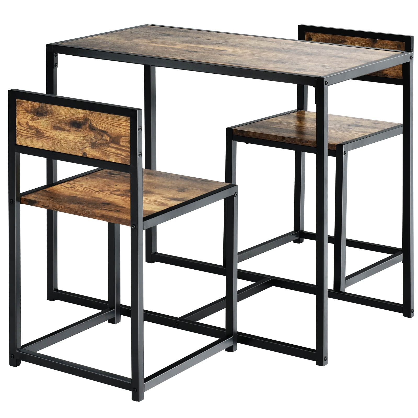 COSTWAY Essgruppe, (3-tlg), Küchenbar, mit Tisch & 2 Stühlen, platzsparend