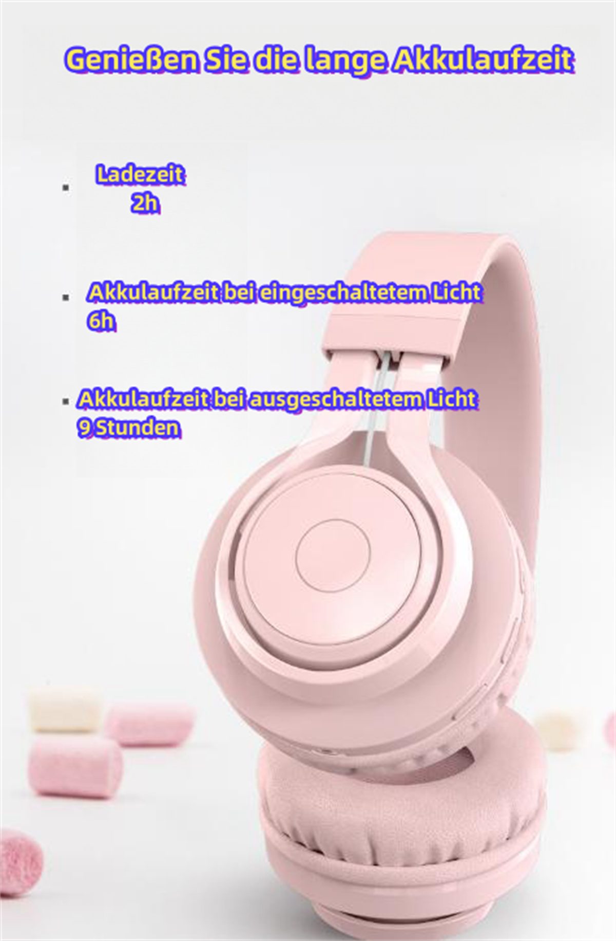 montierte 85-dB-Gehörschutzmodus Over-Ear-Kopfhörer carefully Rosa selected RGB-Bluetooth-Kopfhörer, Kopf Am