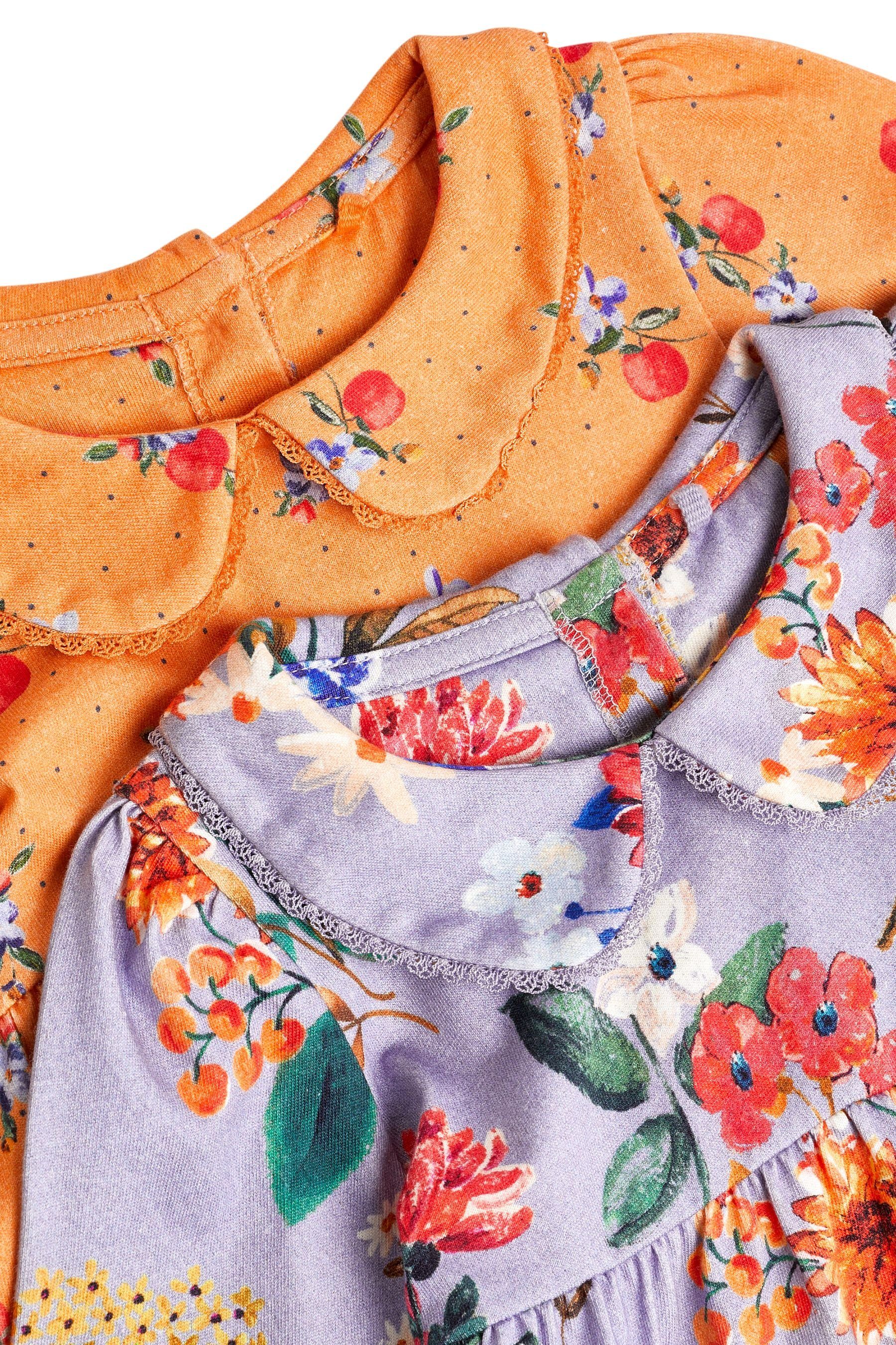 Next Jerseykleid Rüschen Orange Jersey 2er-Pack Floral mit & aus Baby-Kleid (2-tlg) Blue