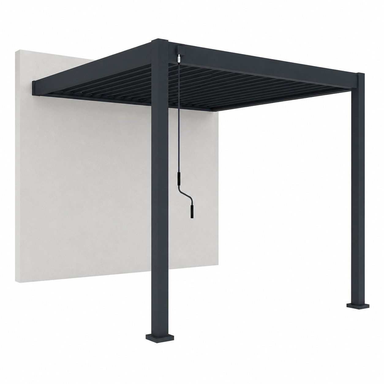 Weide Pergola Wandpergola Classic 3 x 3 m Anthrazit Vollaluminium Lamellendach, BxTxH: 300x300x255 cm