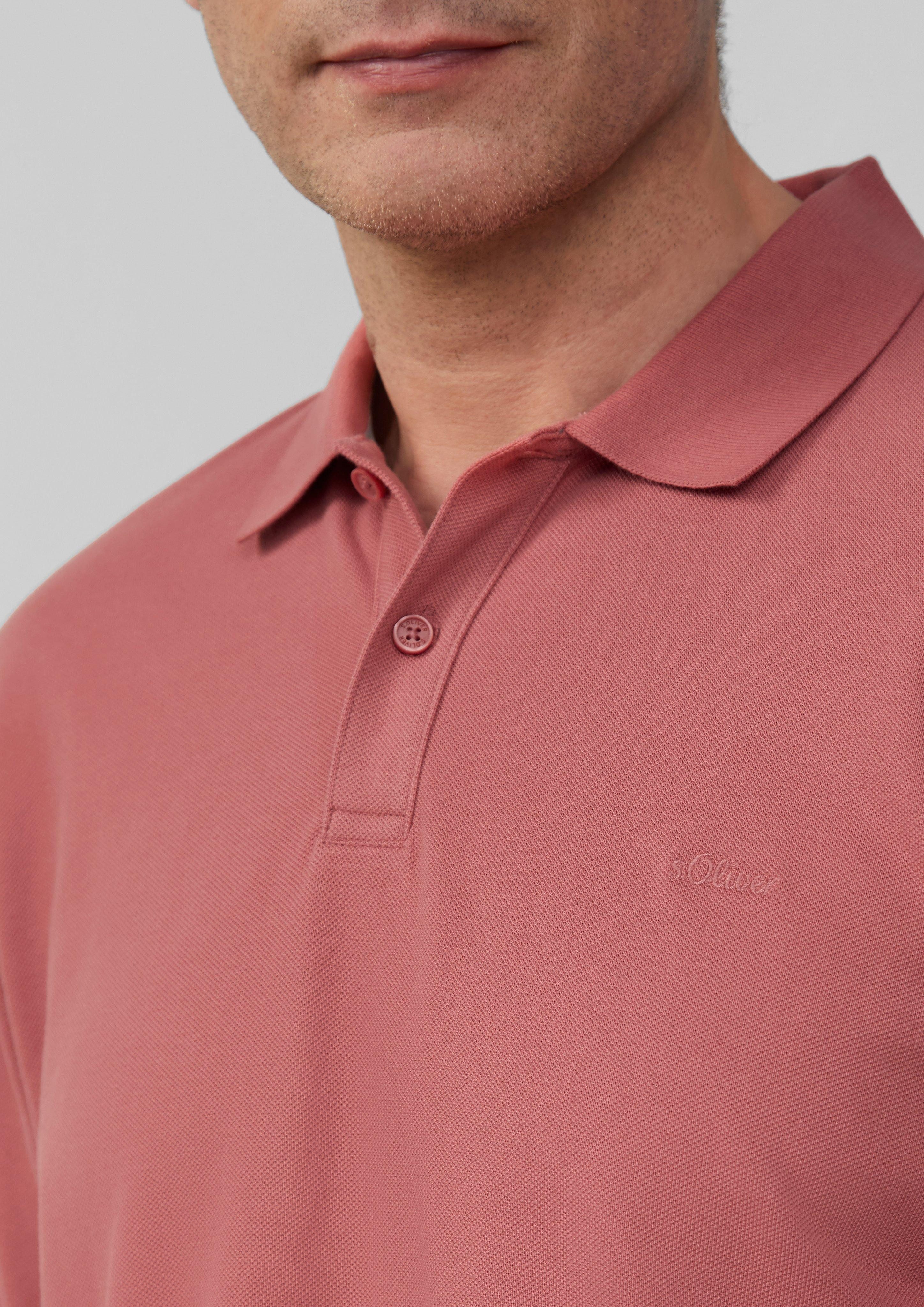 s.Oliver Kurzarmshirt Poloshirt mit Logo-Stickerei Logo günstig online kaufen