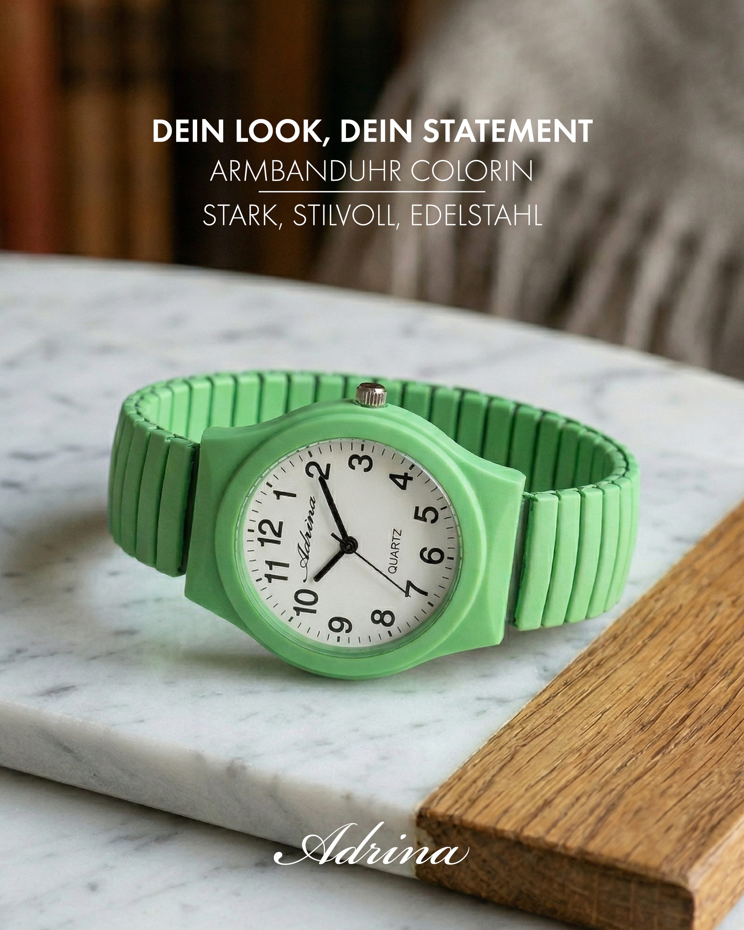Adrina Quarzuhr Adrina Damenarmbanduhr mit Edelstahlzugband