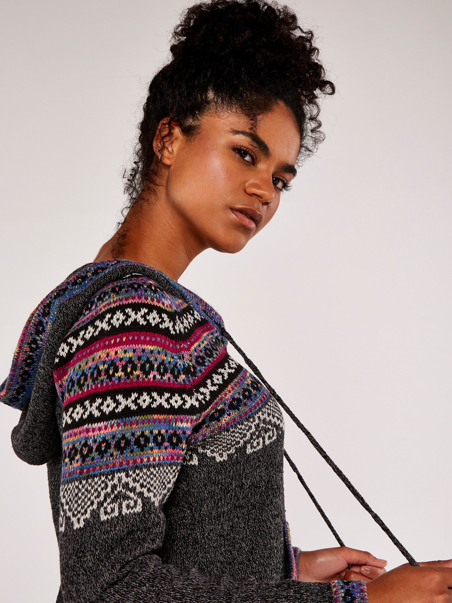 Apricot Strickpullover Norweger-Strick . mit Taschen