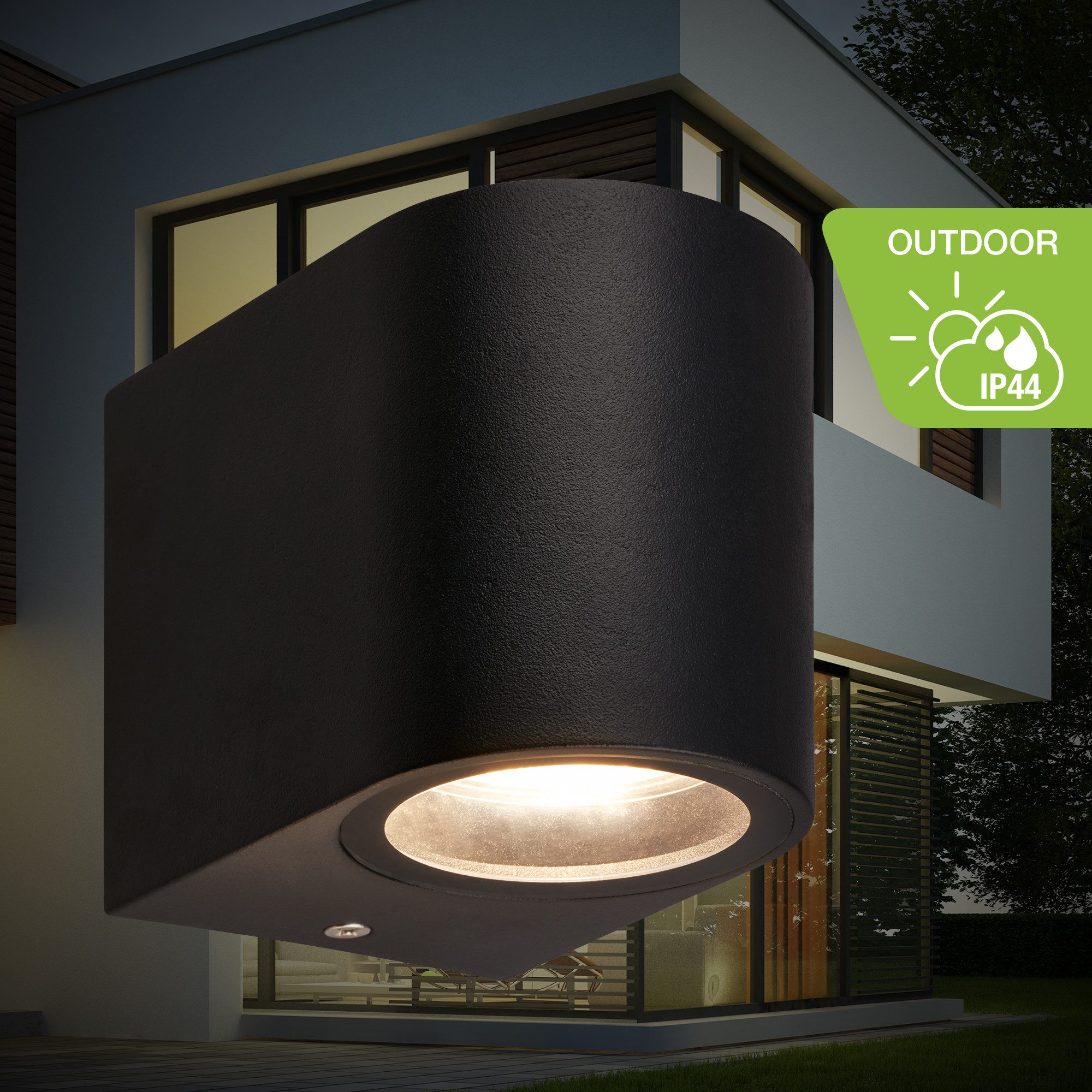 Briloner Leuchten Wandleuchte LED Wandlampe Aussen Hauswand Balkon Terasse, ohne Leuchtmittel, 2700K - Extra - Warmweiß, Wandleuchte Aussen 8x7x9 cm Schwarz GU10 Hauswand Balkon Terrasse