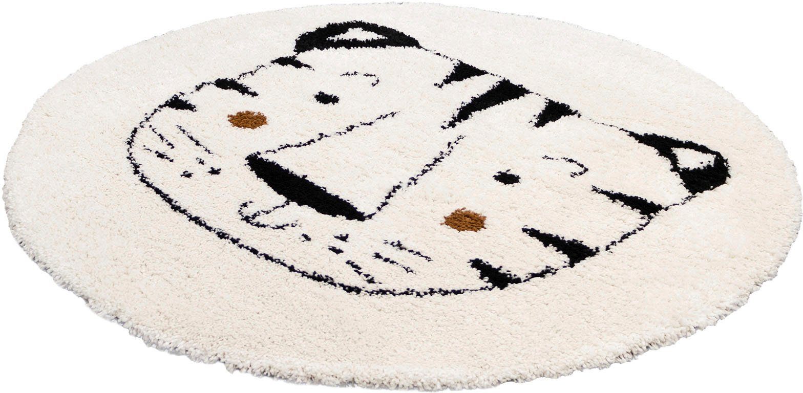 Primaflor-Ideen in Textil Kinderteppich NOMAD - Whiter Tiger, rund, Höhe: 35 mm, Hochflor, Motiv Tiger, weich & kuschelig, Kinderzimmer