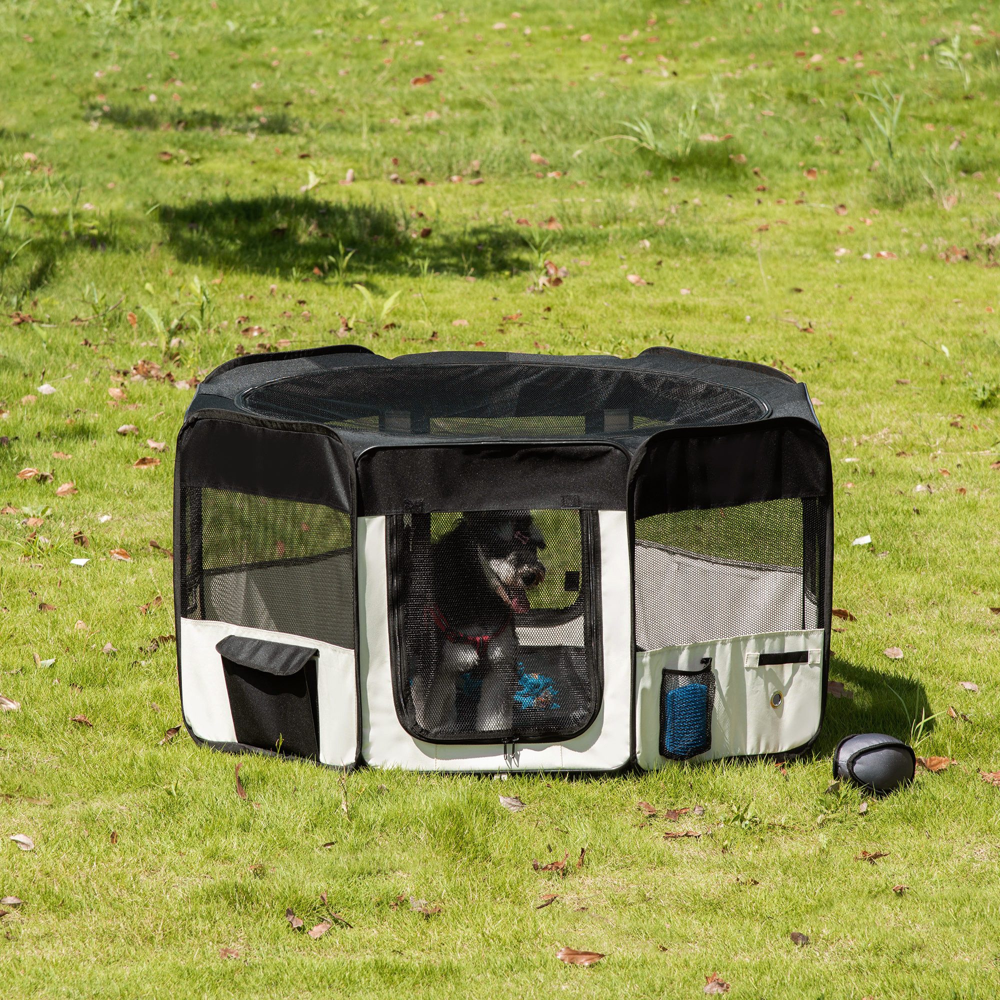 PawHut Welpenauslauf faltbar Ø120xH58cm, Freilaufgehege Tierlaufstall Laufstall Welpenzaun, 600D Oxford   Aosom.de von PawHut