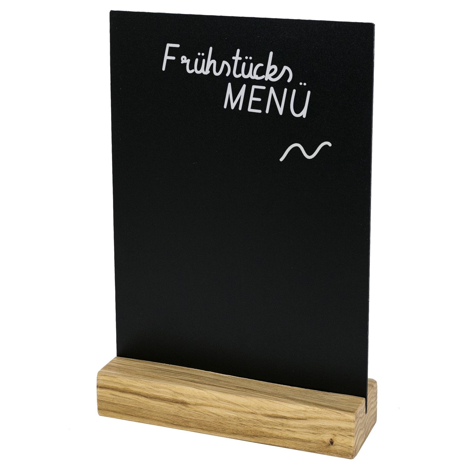HMF Standtafel Tischaufsteller Kreidetafel mit Holzfuß, (1-tlg), T-Aufsteller, DIN A5, DIY Deko Kreidetafel, Schwarz