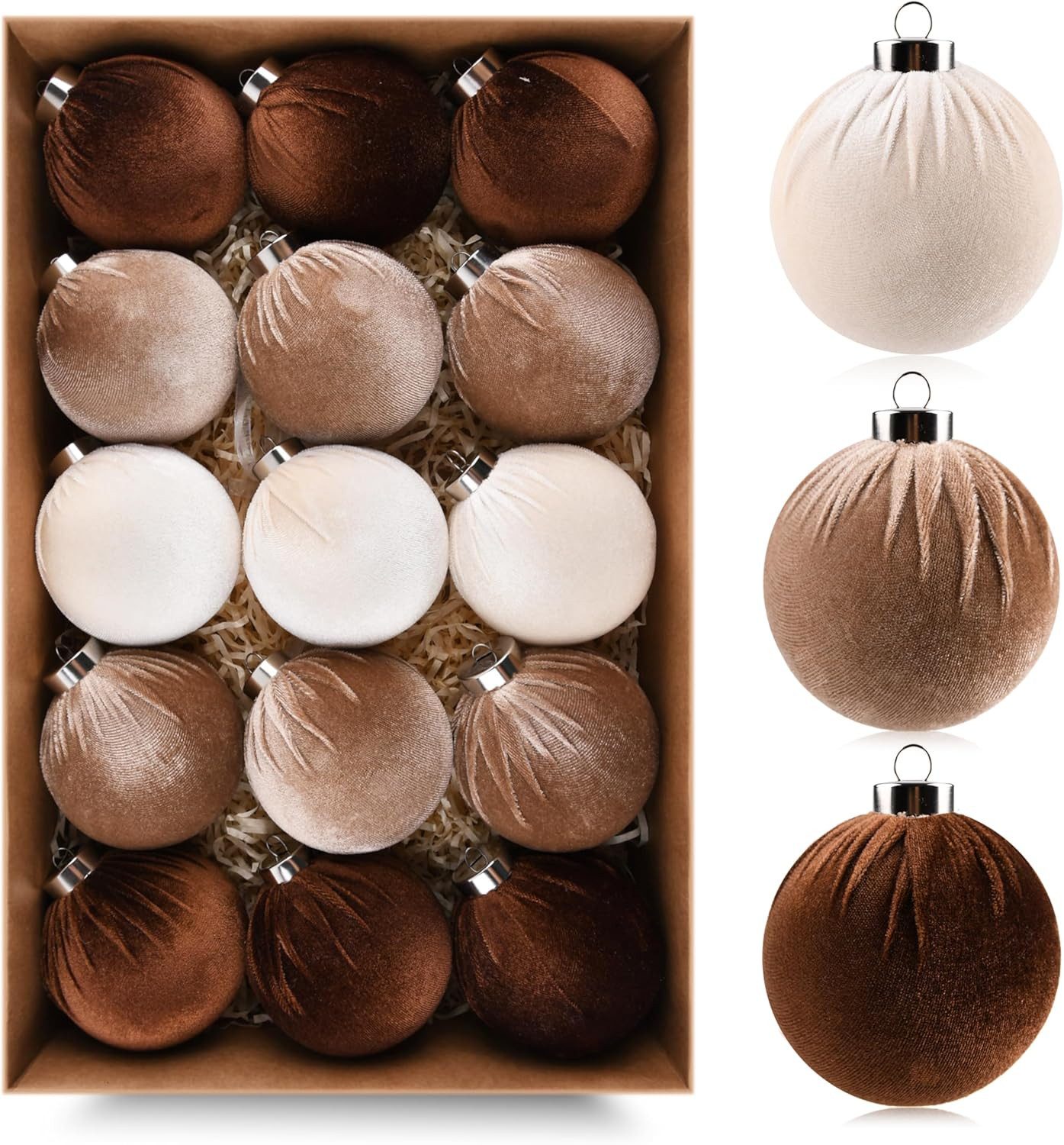 Coonoor Weihnachtsbaumkugel 15 stück samt Christbaumkugeln Set mit Geschenkpaket
