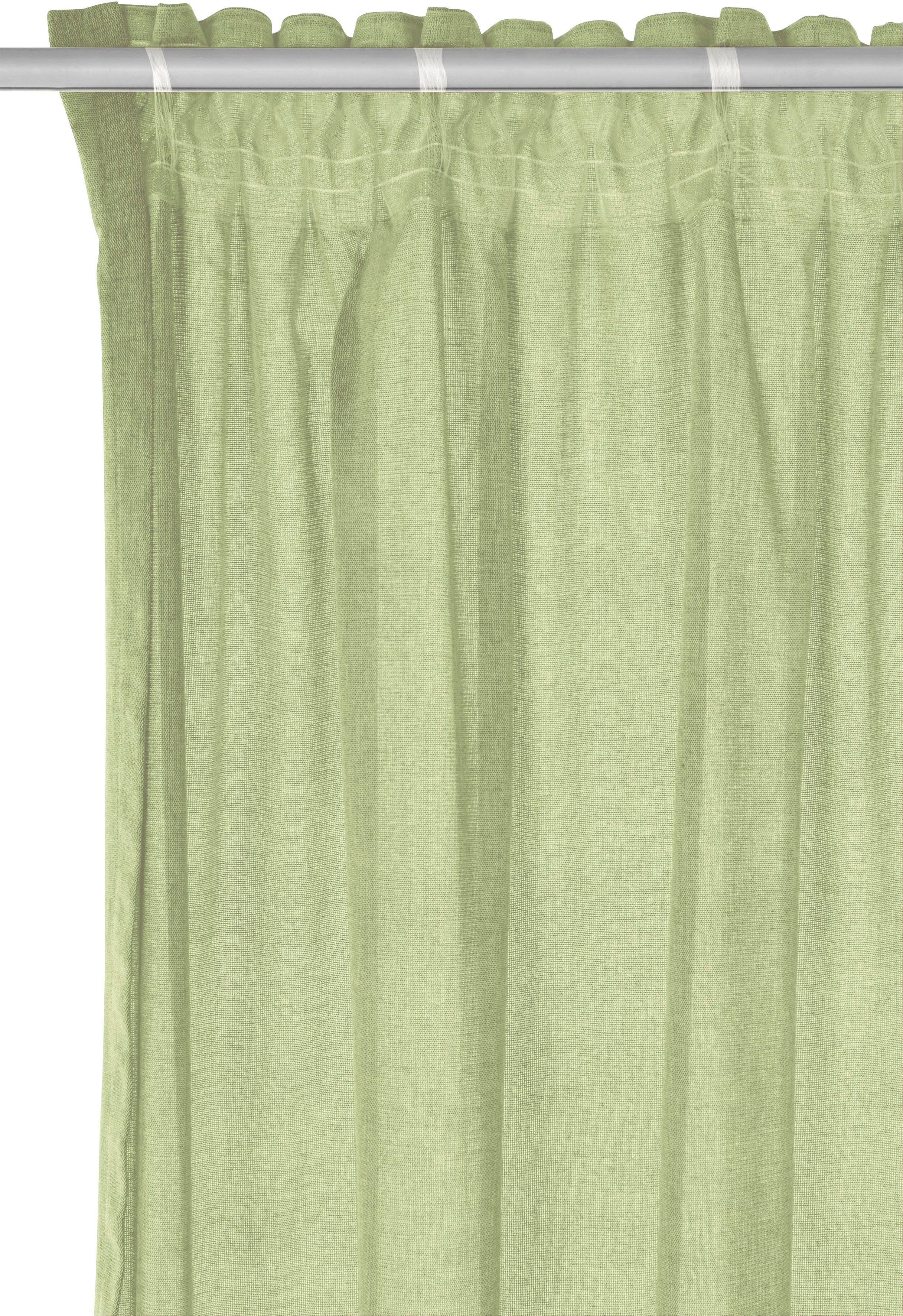 Vorhang Lanea, LeGer Home by Schal, Leinenoptik, Größen verschiedene grün halbtransparent, (1 Lena 1 Gercke, St), Multifunktionsband