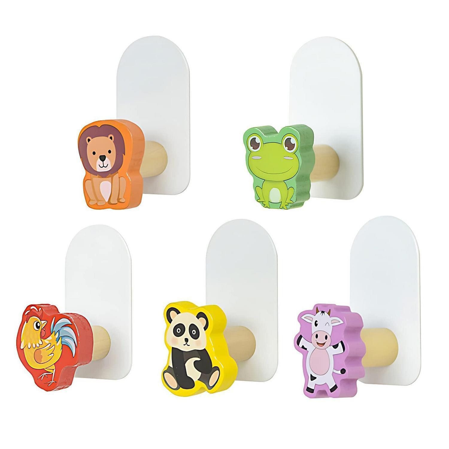 LuxusKollektion Wandgarderobe Klebehaken Holz Tiere 5er Set (5 St)