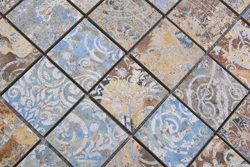 Mosani Wandfliese Keramikmosaik Feinsteinzeug stark mehrfarbig matt