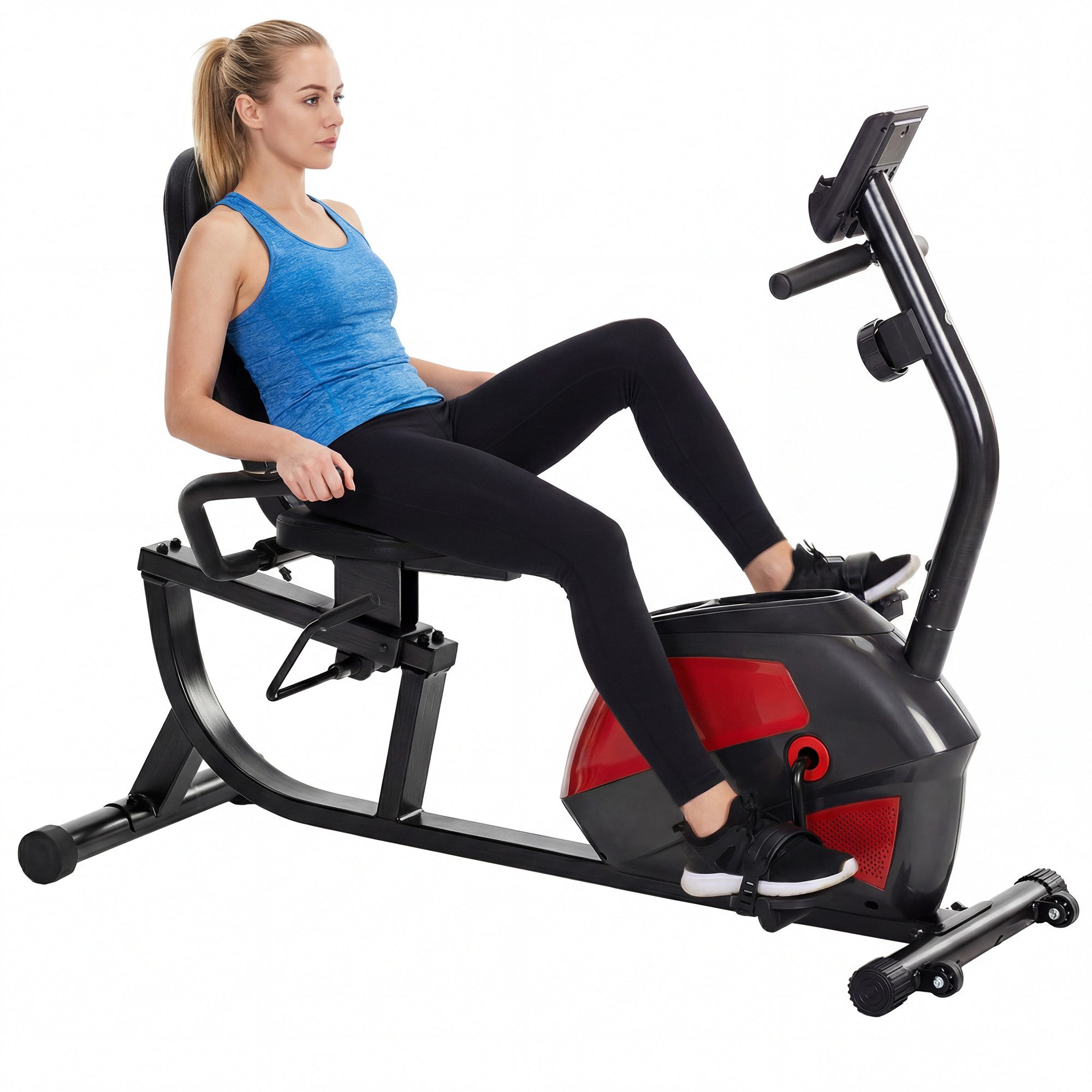 BAYMATE Heimtrainer Heimtrainer mit Rückenlehne, 8 Widerstandsstufen, Schwungrad (verstellbarem Sitz, LCD-Bildschirm und Ständer)
