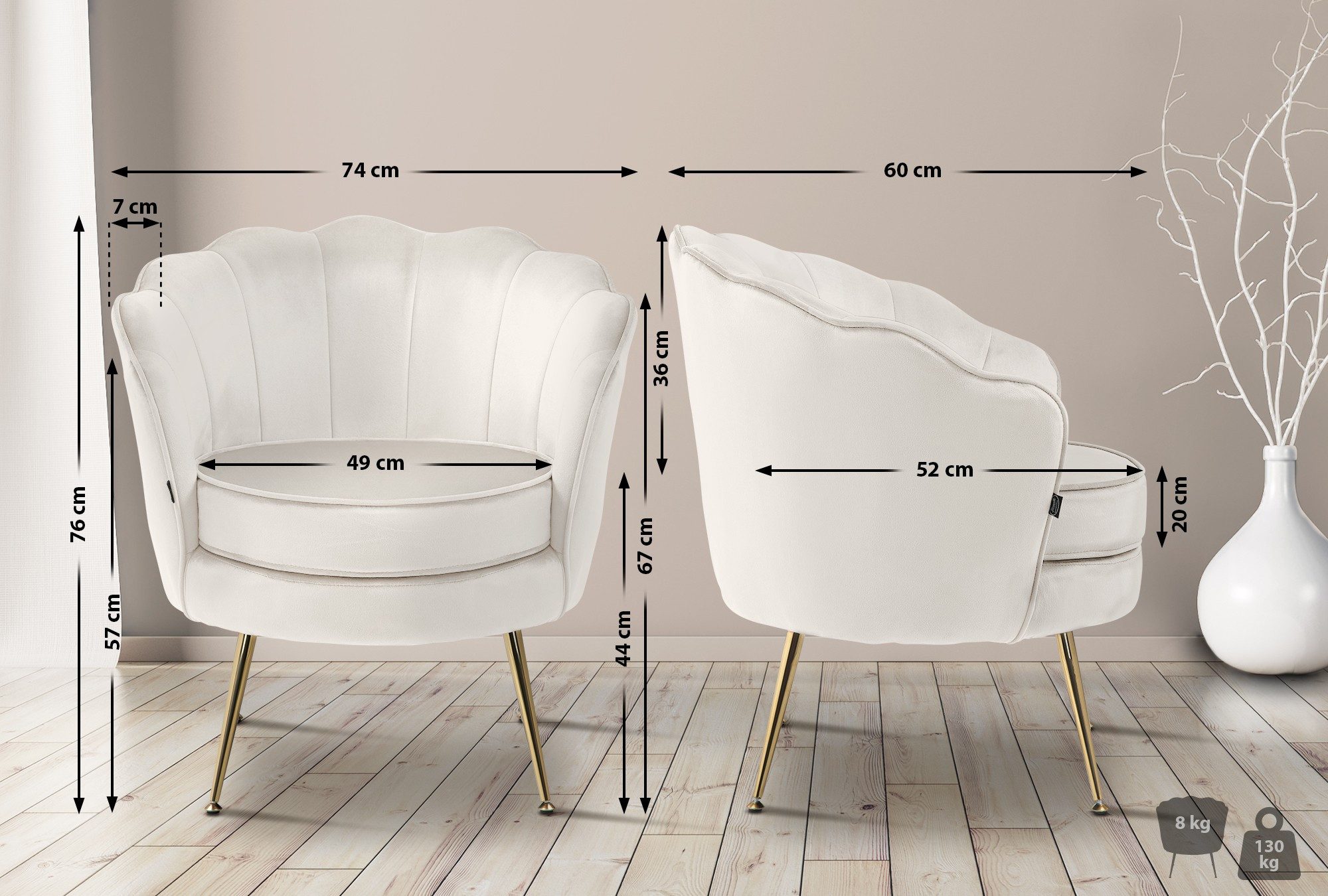 CLP Esszimmerstuhl Rosita, Polstersessel mit Samt-Bezug, Metallgestell günstig online kaufen