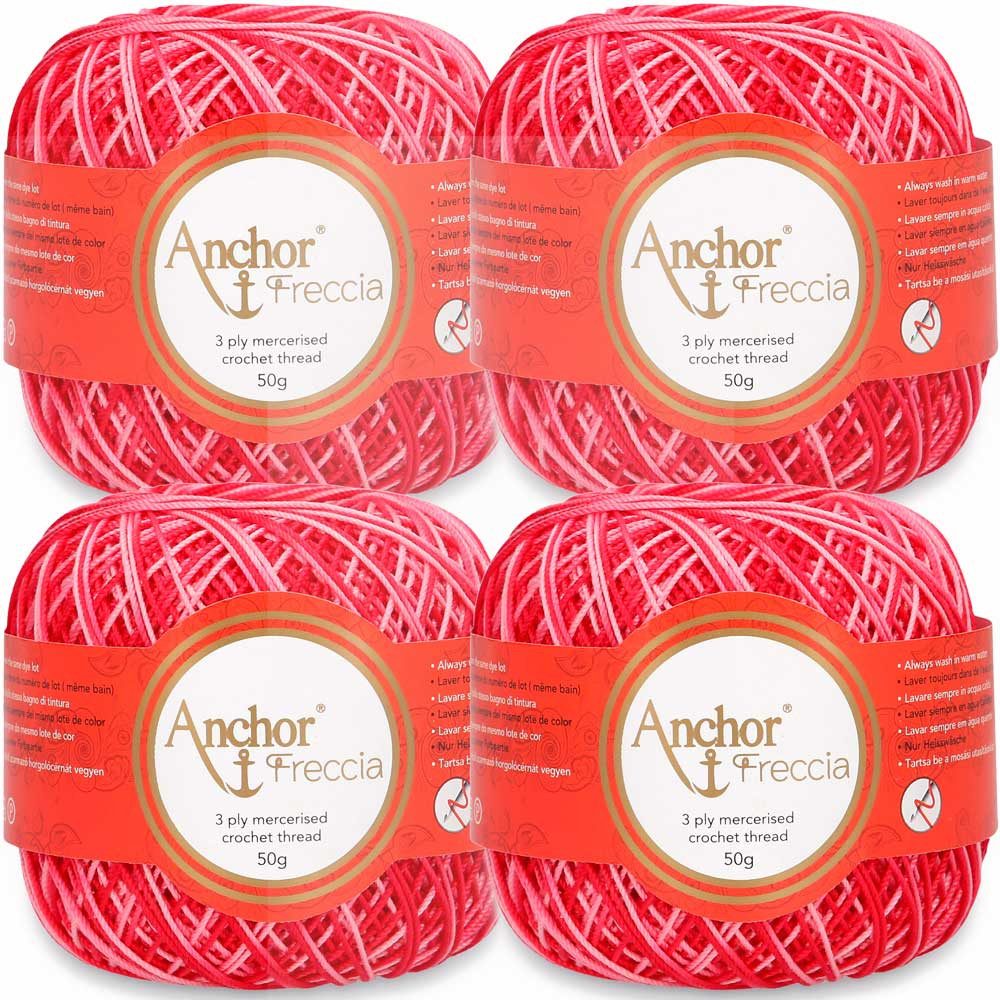DMC 4x Anchor Freccia Multicolour 12, Feines Häkelgarn 100% Baumwolle für Häkelwolle, (embroidery kit by Marussia, 1-St., Hochwertiges Garn zum Stricken und Häkeln), Hochwertiges Garn zum Stricken und Häkeln