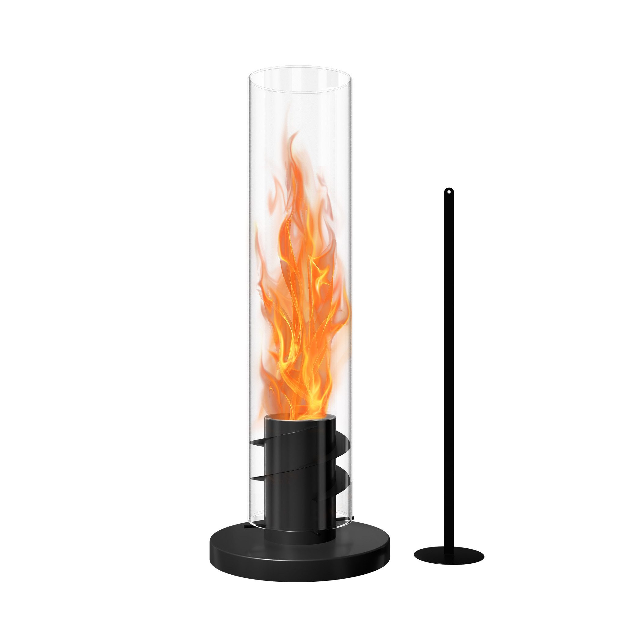 FIVMEN Tischfeuer Bioethanol Kamin Freistehender Standkamin Tischkamin aus Edelstahl, Bodenkamin Terrassenkamin inkl. Glas Freistehender Dekokamin