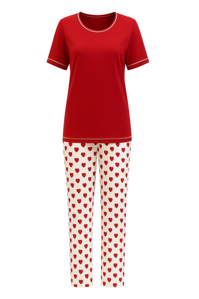 Era&Me Pyjama Era & Me Damen Pyjama Set, 2-tlg (2 tlg., Schlafanzughose + Schlafshirt) Reine Baumwolle