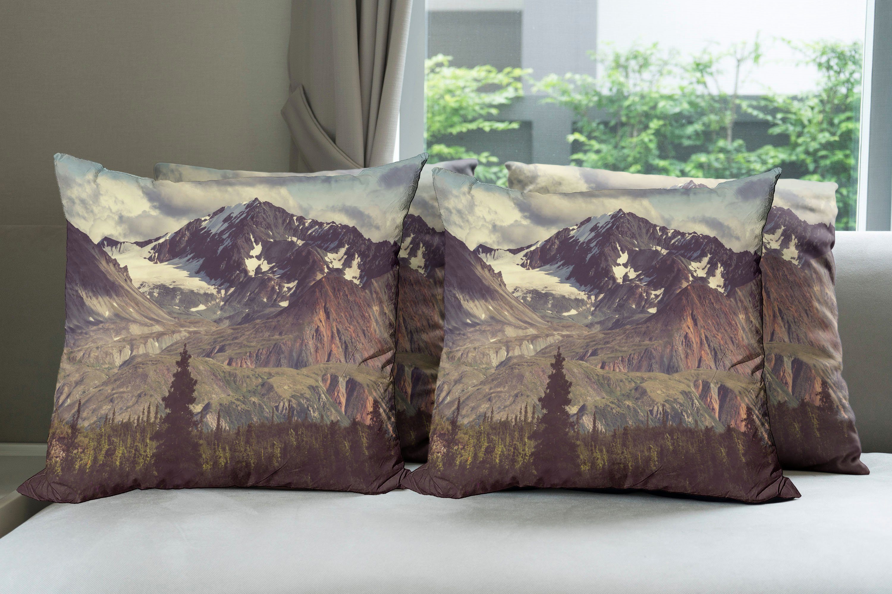 Modern Alaska-Landschaft Stück), Abakuhaus Accent (4 Kissenbezüge Doppelseitiger Digitaldruck, Berg