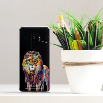 DeinDesign Handyhülle Löwe Tiere Design Lion Colorful Art By P.D. Moreno, Samsung Galaxy S9 Plus Silikon Hülle Bumper Case Handy Schutzhülle