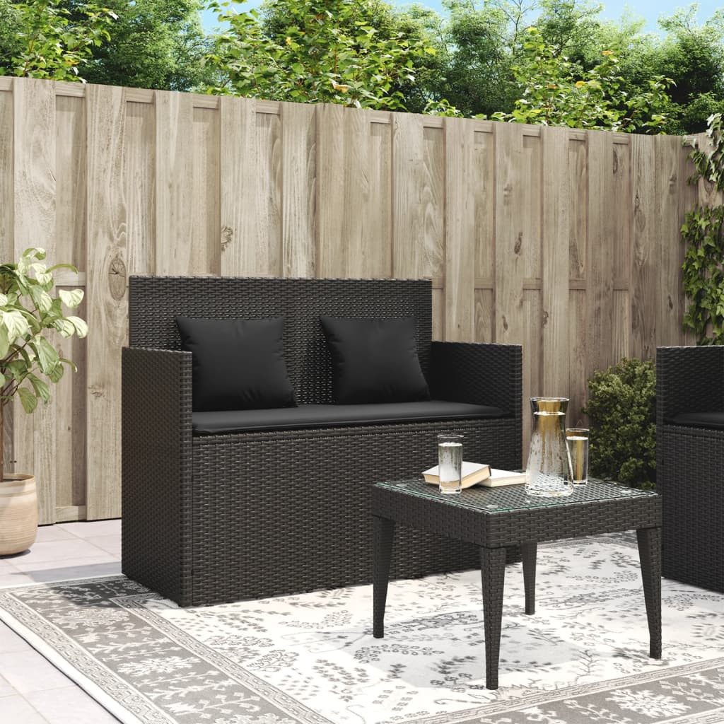 furnicato Gartenbank Schwarz 120 x 50 x 90,5 cm mit Stauraum, Witterungsbeständige Sitzbank mit Gasfeder und waschbaren Bezügen