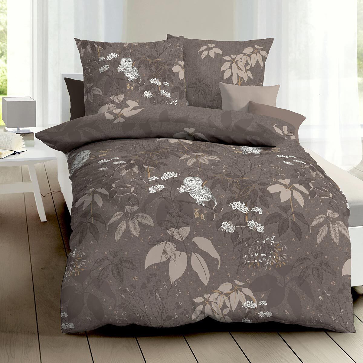 TRAUMSCHLAF Bettwäsche Schneeeule, Biber, 2 teilig, wunderbar kuschelige Bi günstig online kaufen