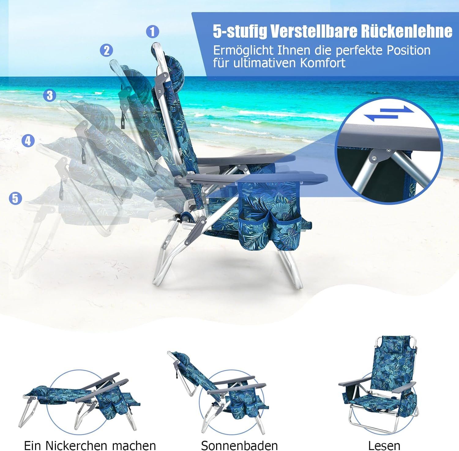 KOMFOTTEU Campingstuhl Strandstuhl (Set, 2 St), günstig online kaufen
