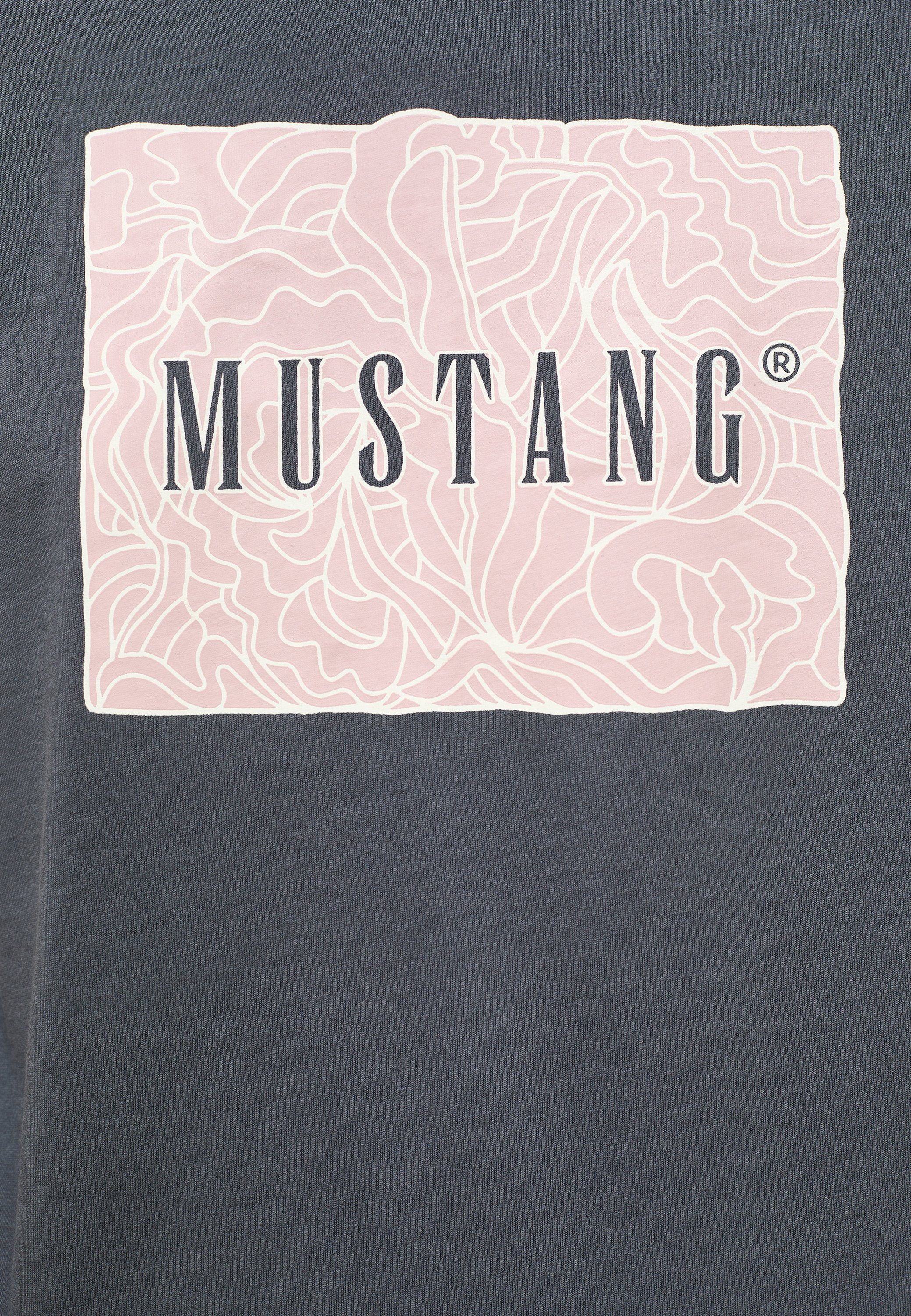 MUSTANG dunkelgrau Print-Shirt T-Shirt Kurzarmshirt Mustang