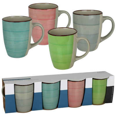 Koopman Tasse Kaffeetassen bunt 4er Set, Tassenset Kaffeeservice Kaffetassenset Kaffeeset Porzellantassen