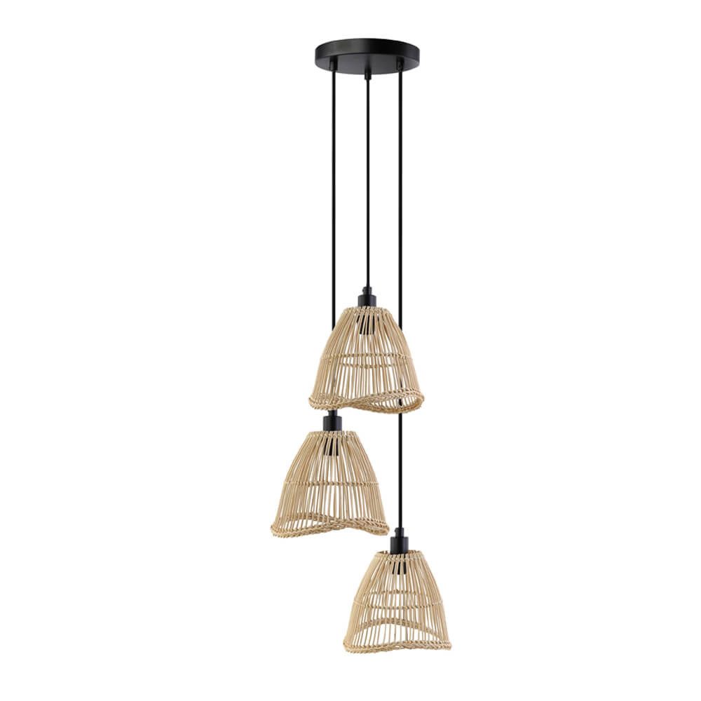 HOME DELUXE Hängeleuchte aus Rattan - FELIA, 33,5 x 33,5 x 225 cm, Pendelleuchte Rattan, Esszimmerlampe