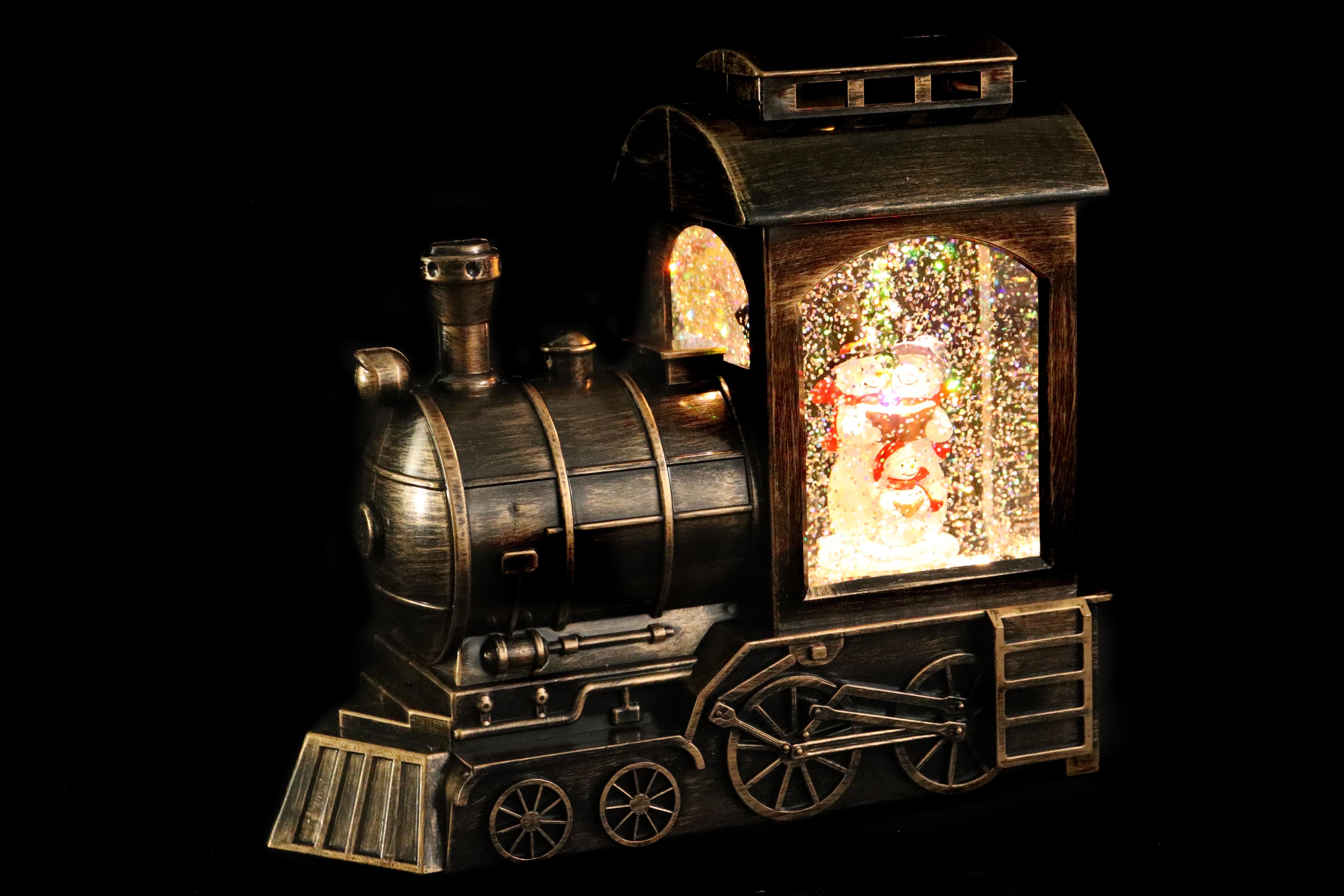 ELLUG Schneekugel winterliche Lokomotive als Spieluhr, Licht & Glitzerantri günstig online kaufen