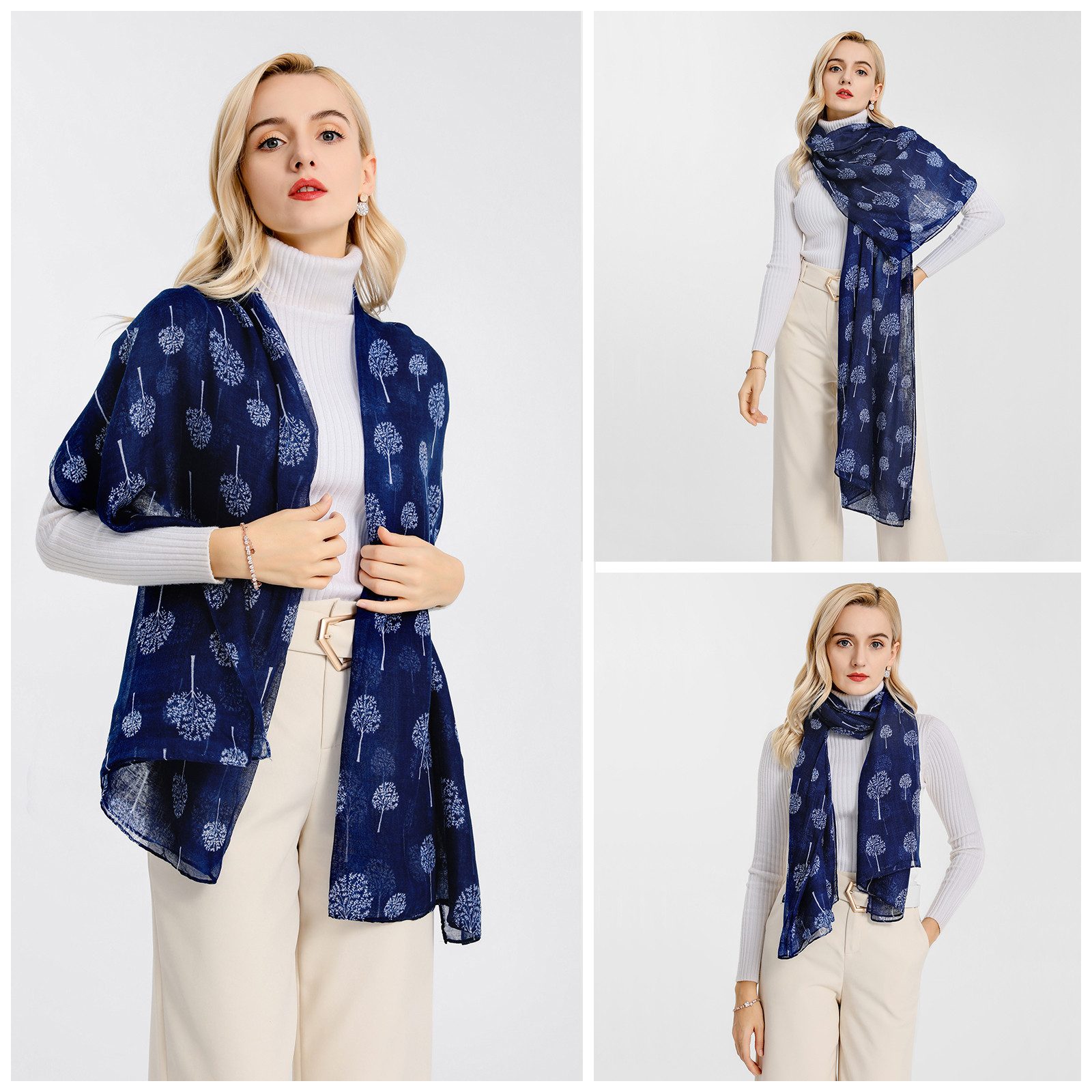 Miss Lulu Modeschal Weicher Viskose-Schal mit Vogel-Blumen-Schmetterling-Ba günstig online kaufen