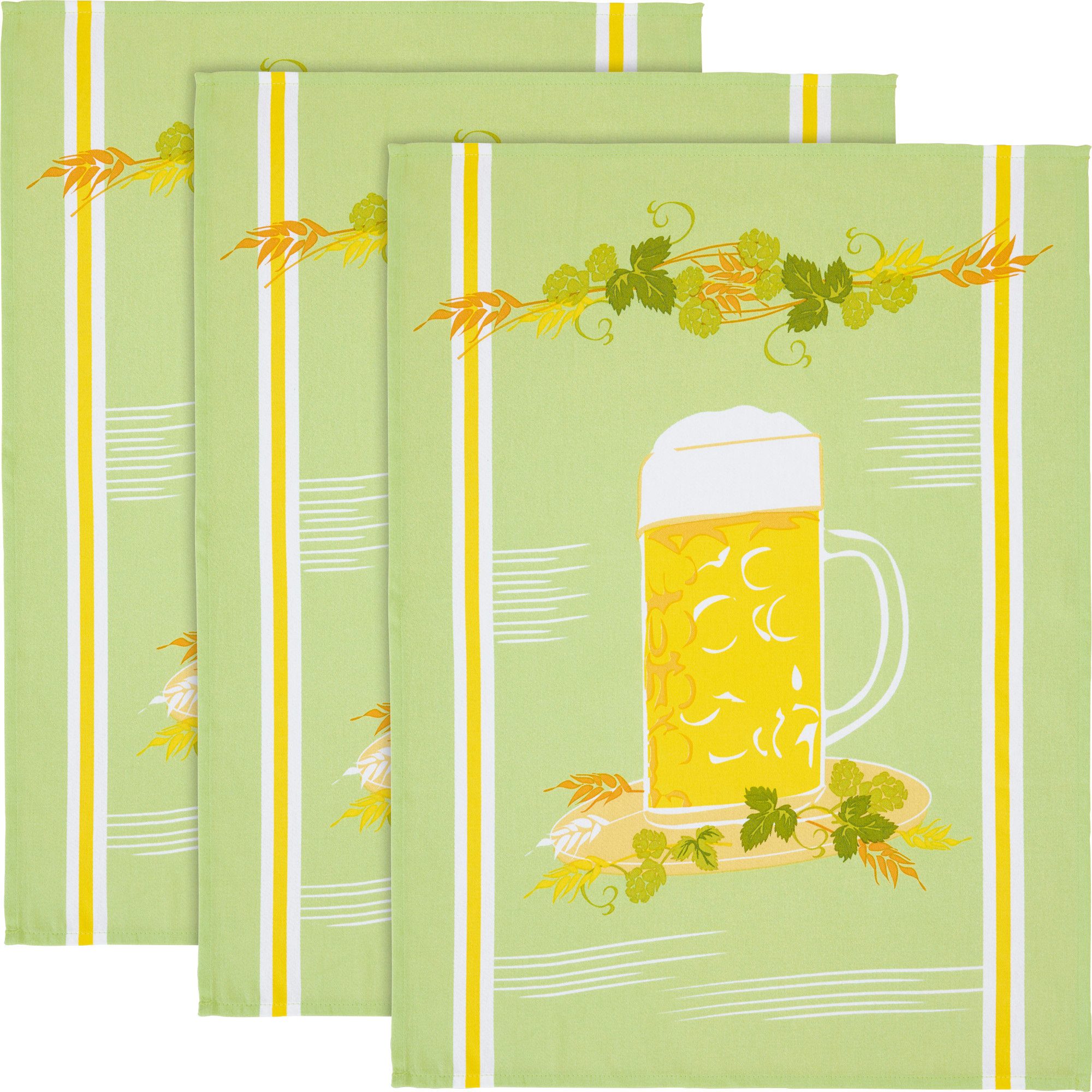 Erwin Müller Geschirrtuch Geschirrtuch "Bierkrug" 3er-Pack, Baumwolle Motiv