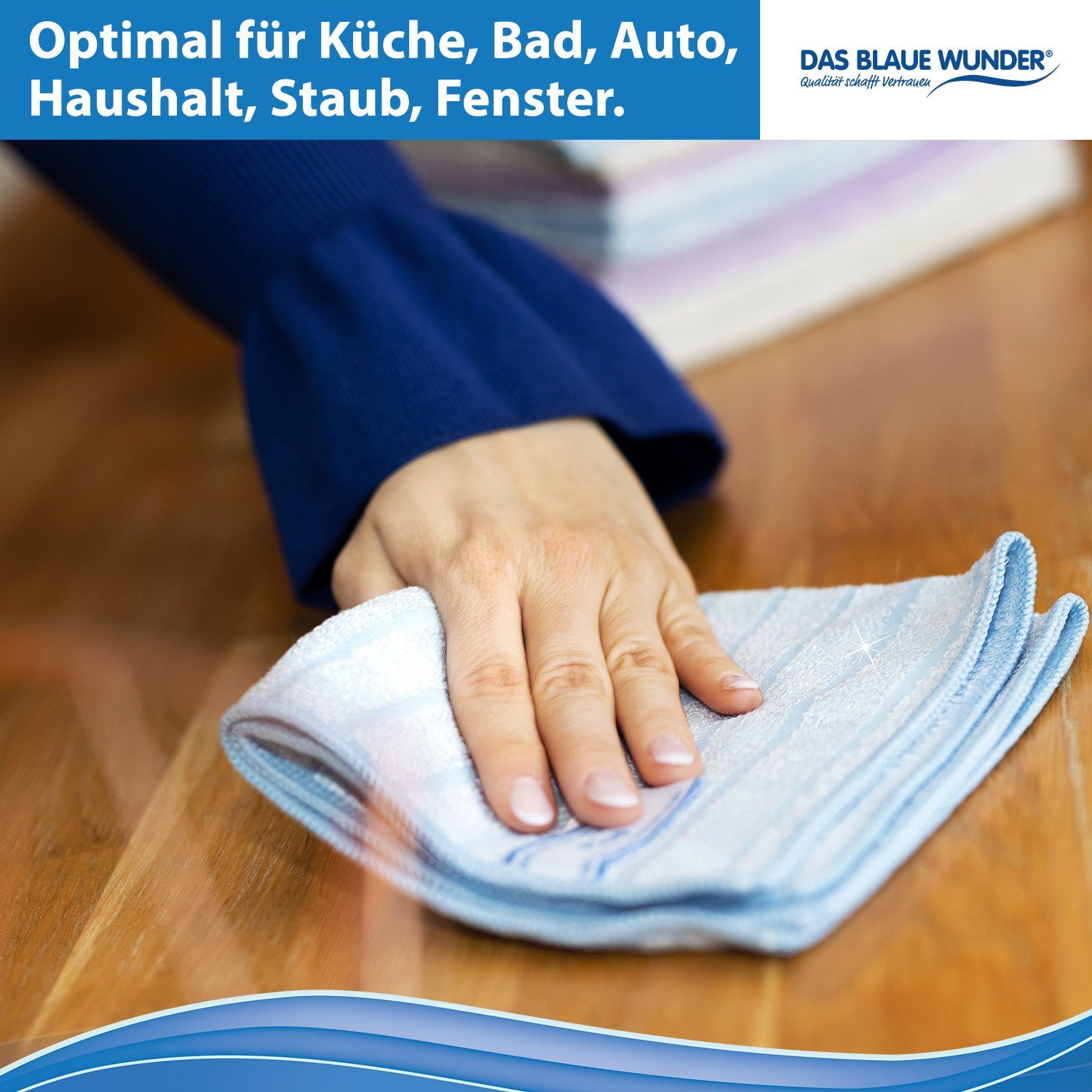 Das Blaue Wunder® PLUS Mikrofasertücher Reinigungstuch (Set: 8 x 40x40cm, Sehr saugstark, zum Reinigen und Trocknen) – Bild 3 von 5