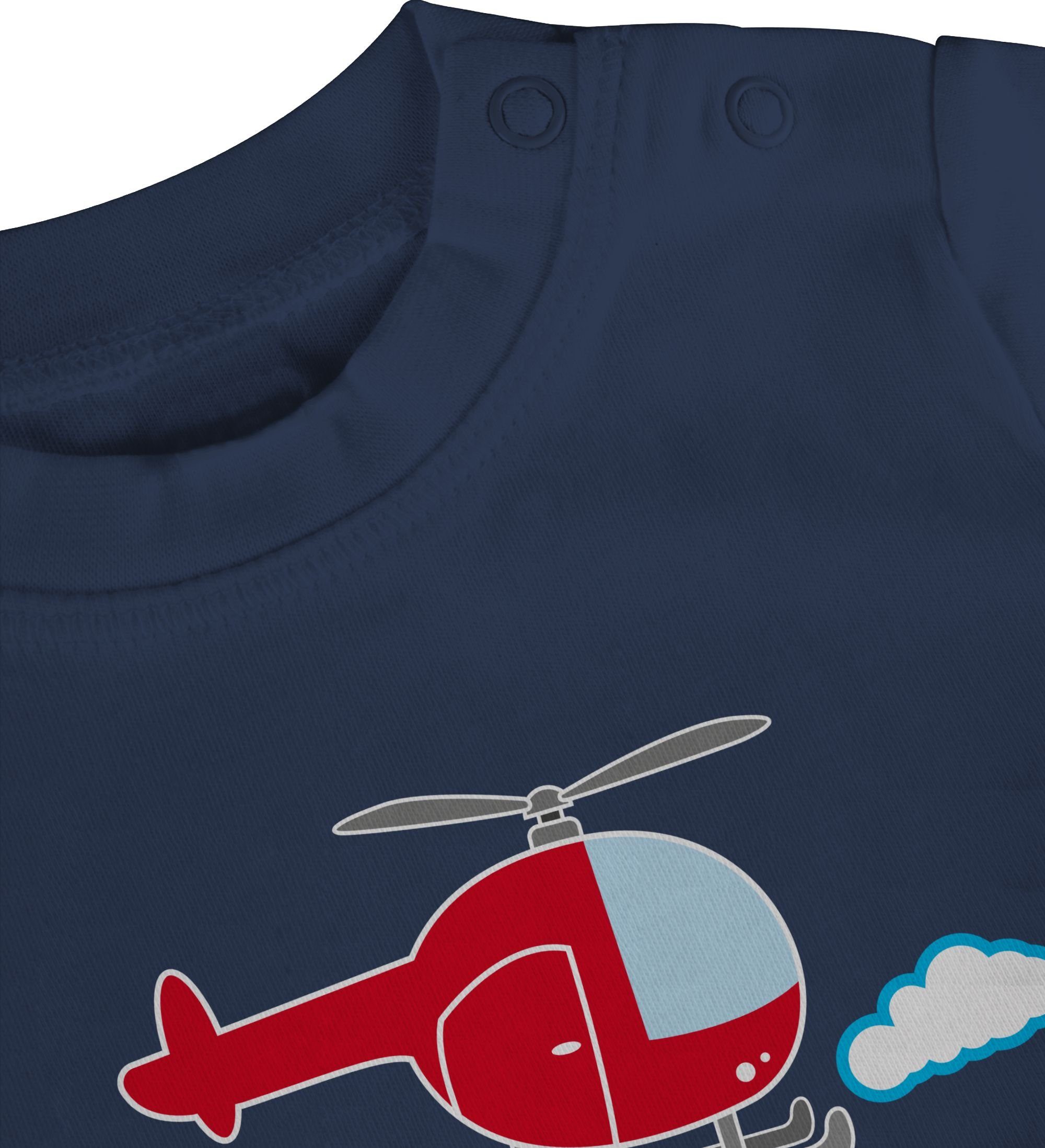 Ich zwei T-Shirt schon 1 Hubschrauber 2. Geburtstag Blau Shirtracer bin Navy