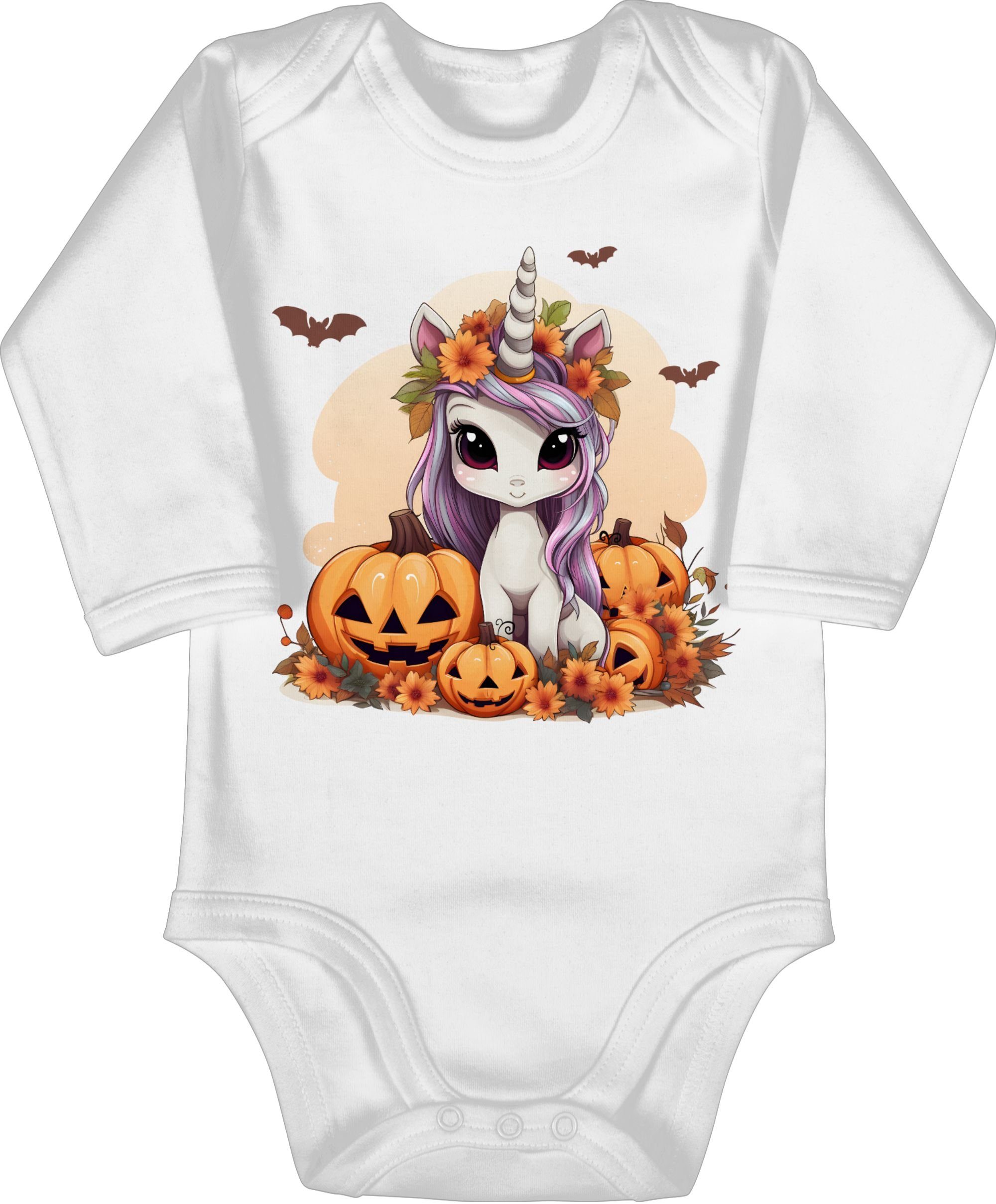 Weiß Shirtracer Unicorn Baby Kostüme Süßes Halloween 1 für Halloween Einhorn Kürbis Shirtbody